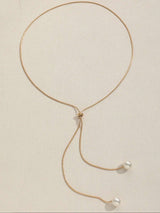 1Pc Fashionable and Versatile Adjustable Pull-Cord Long Faux Pearl Necklace for Women