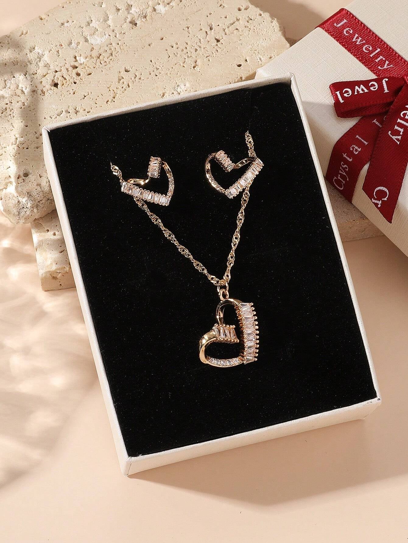 3Pcs Rhinestone Circle Decor Jewelry Set