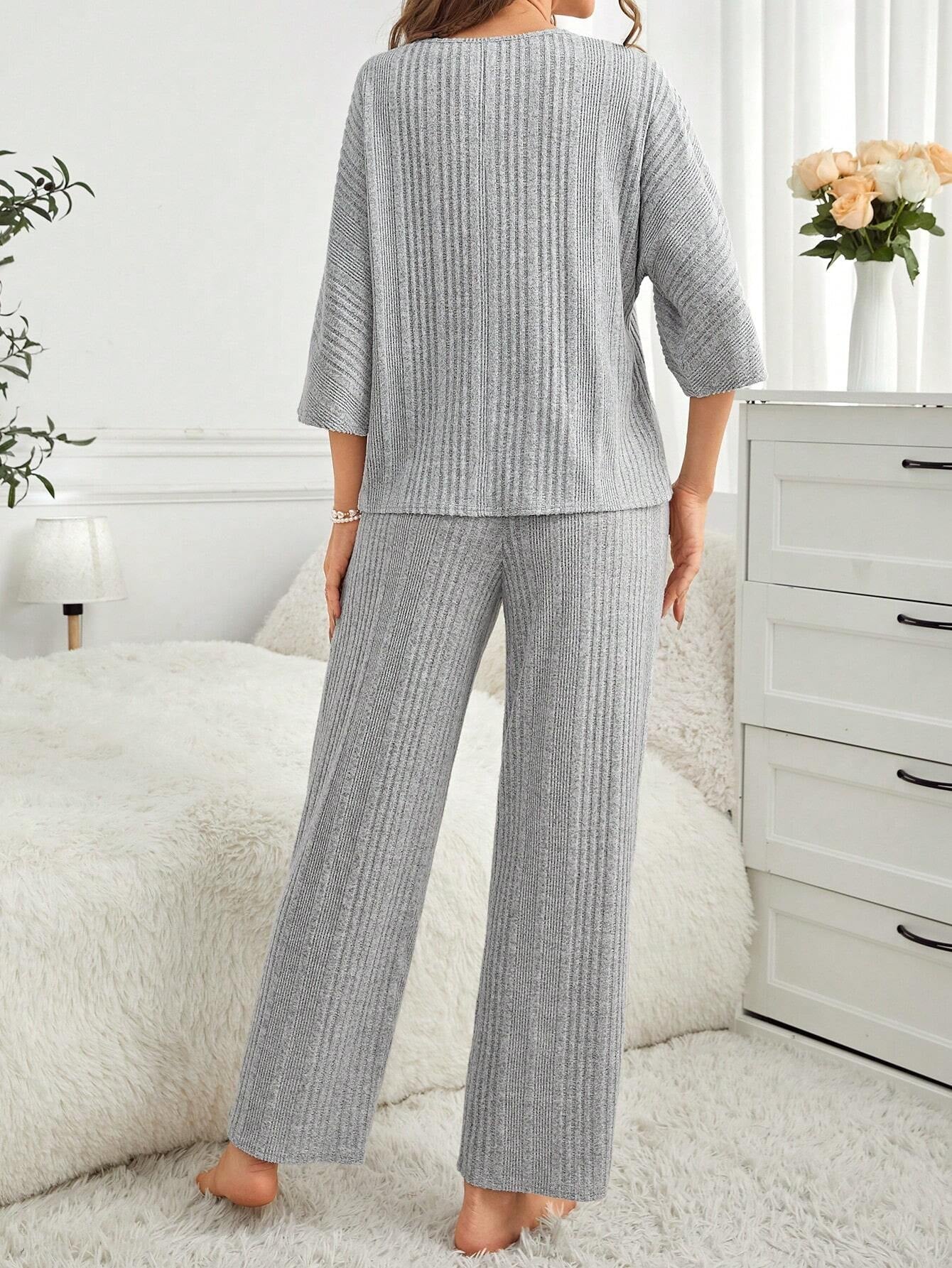 Women'S Solid Color Loose Fit Homewear Set