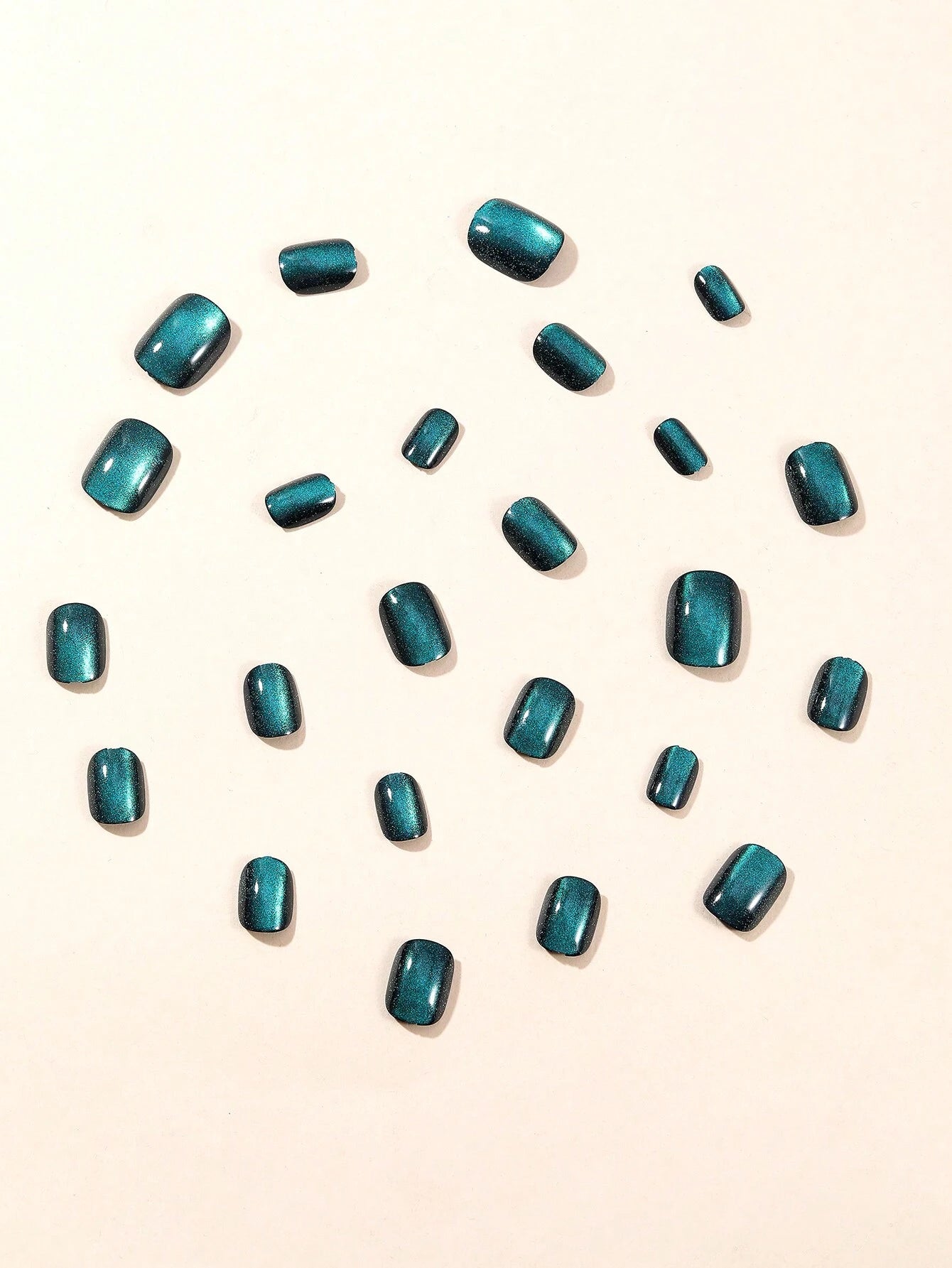 24Pcs Black Crystal Cat Eye Nails Square Glitter False Nails Full Coverage Acrylic Pressed False Nails Suitable for Daily Wear at Women'S Parties