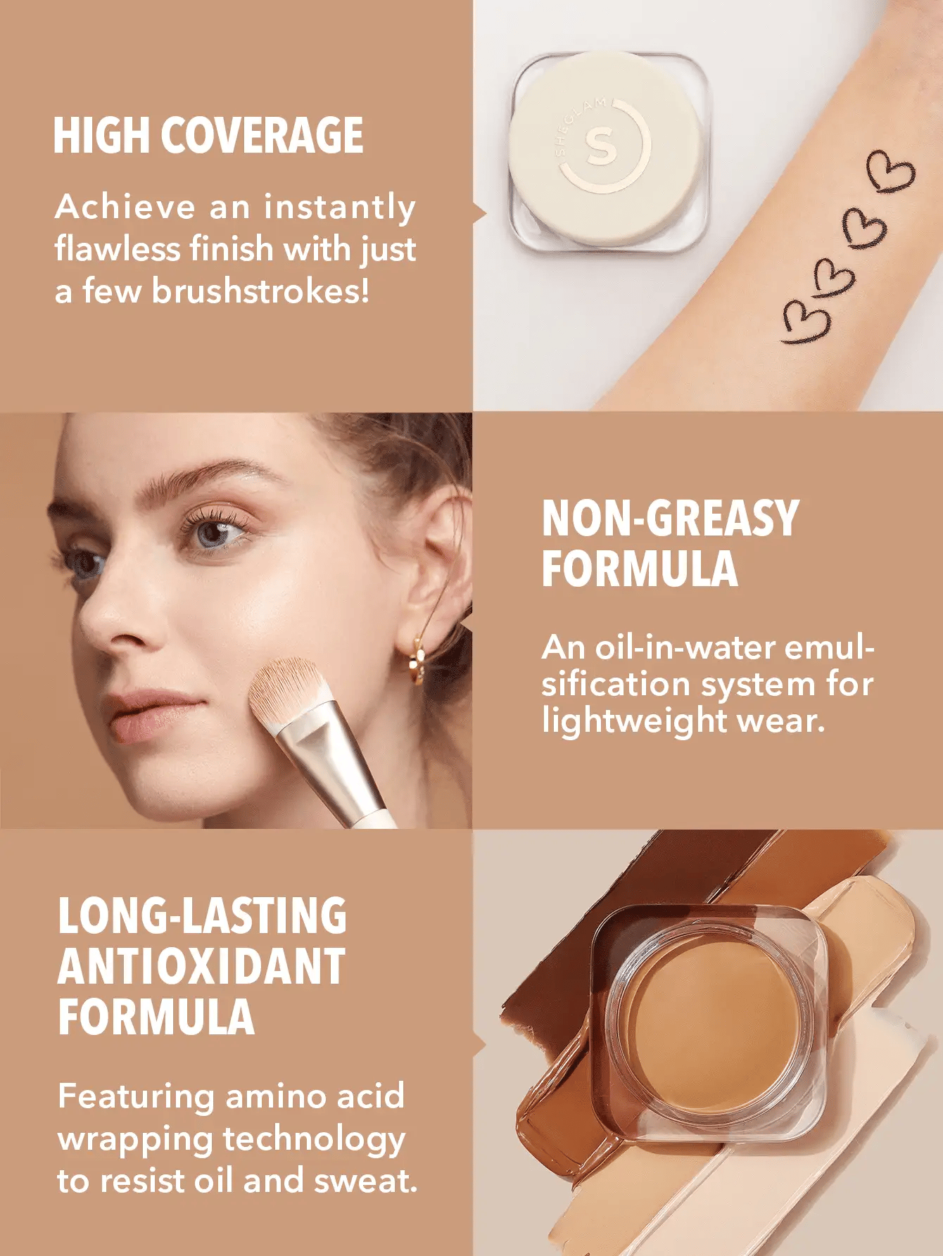 SHEGLAM عينة بلسم كريم أساس تغطية كاملة Skinfluencer - Butterscotch