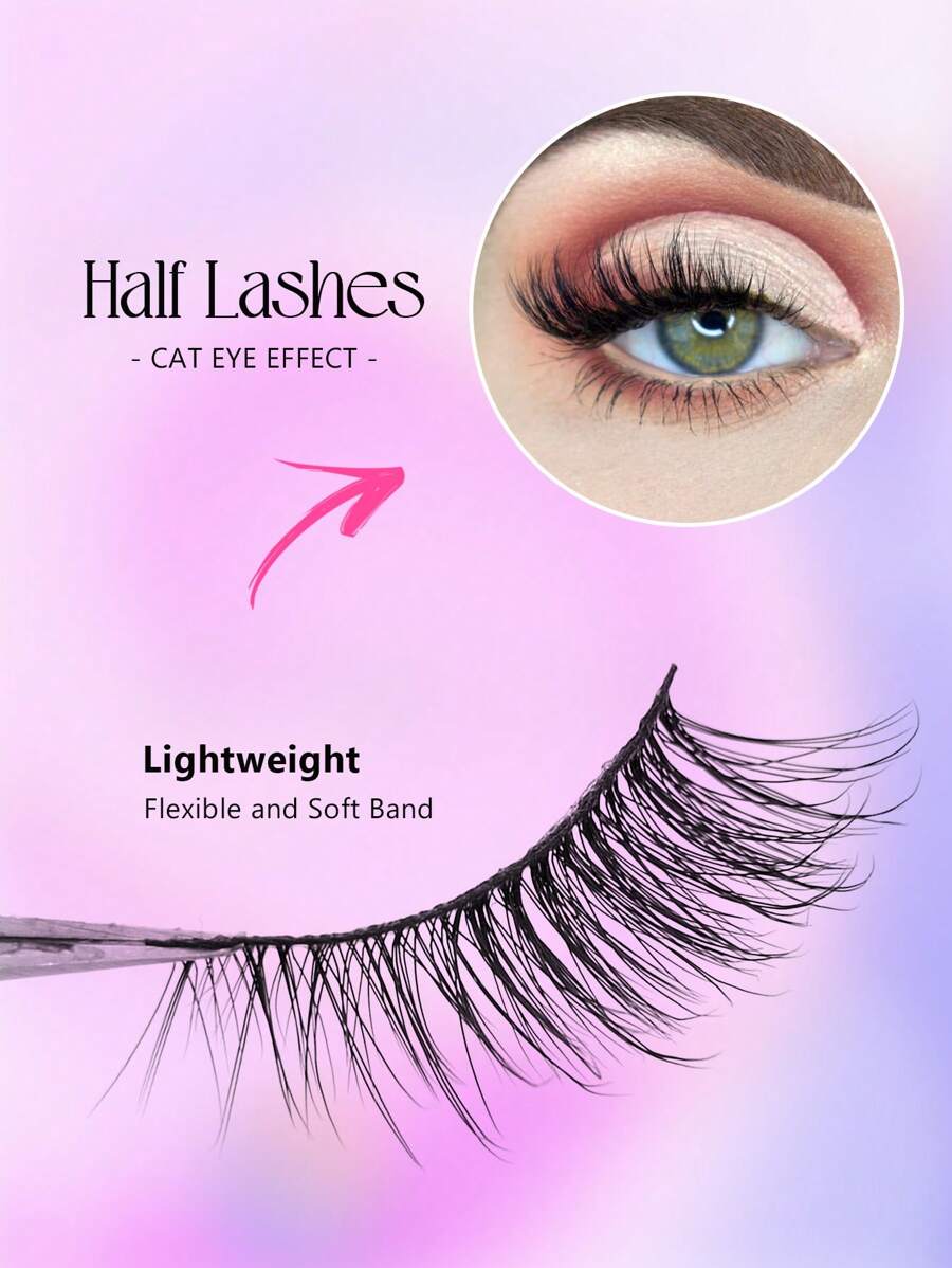 SHEIN Asiteo رموش 7 أزواج نصفية طبيعية ذيل عين القطة