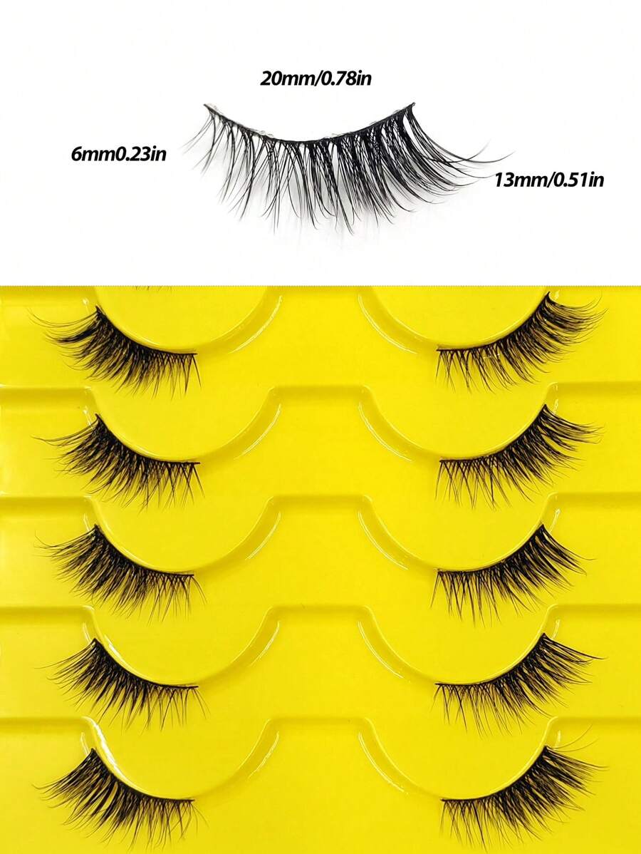 SHEIN Asiteo رموش 10 أزواج نصف العين طبيعية ناعمة وخفيفة