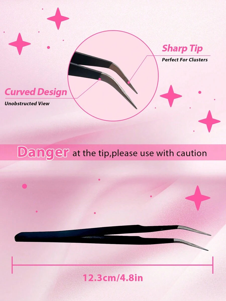 مجموعة رموش الكتلة الفردية 120 قطعة ،مجموعة موسعة من الرموش الصناعية الفردية الناقسة بالقطع بوجود لاصق للرموش ومدمع، ملقط للرموش لرموش الكتلة، وتحويلها إلى رموش الزنابق الفردية، يدويًا، برؤوس صغيرة من الرموش الفردية