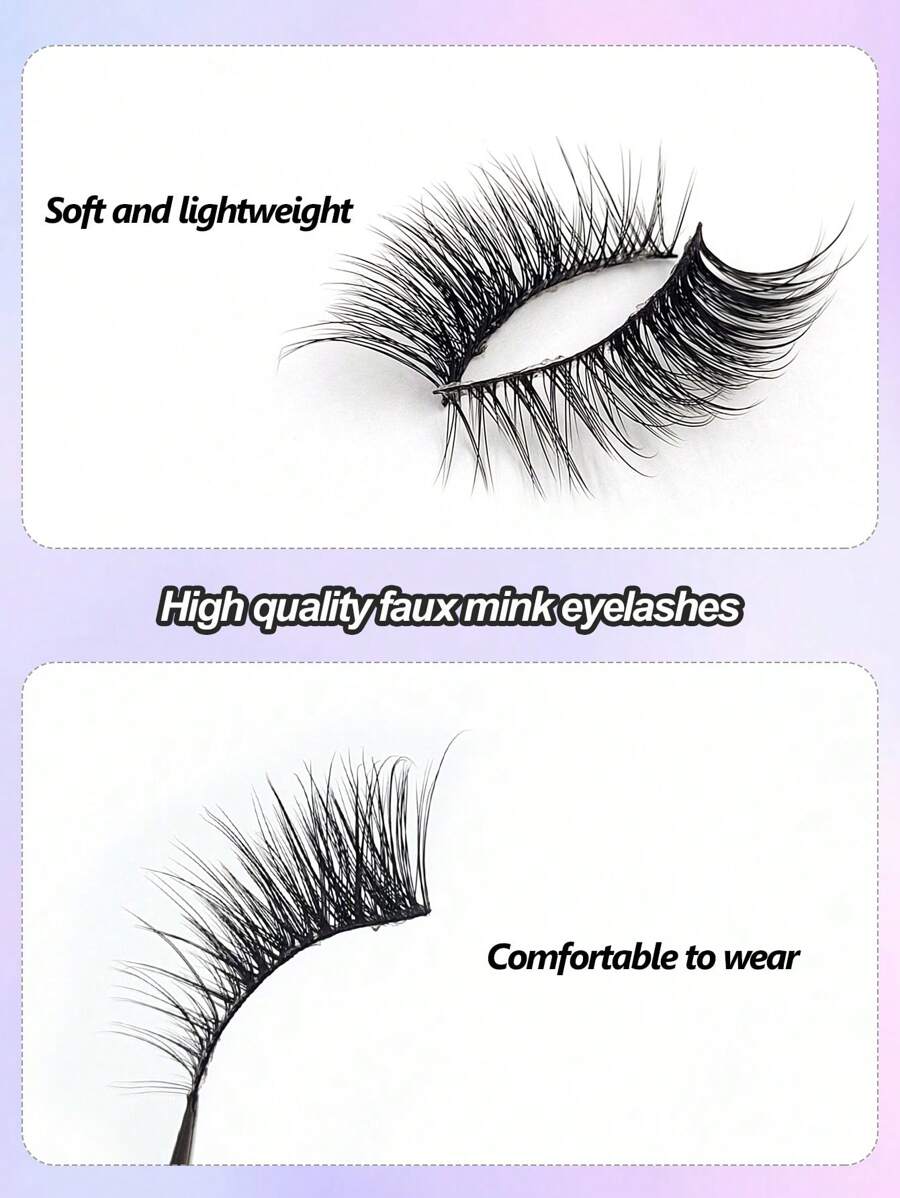 SHEIN Asiteo رموش 10 أزواج نصف العين طبيعية ناعمة وخفيفة