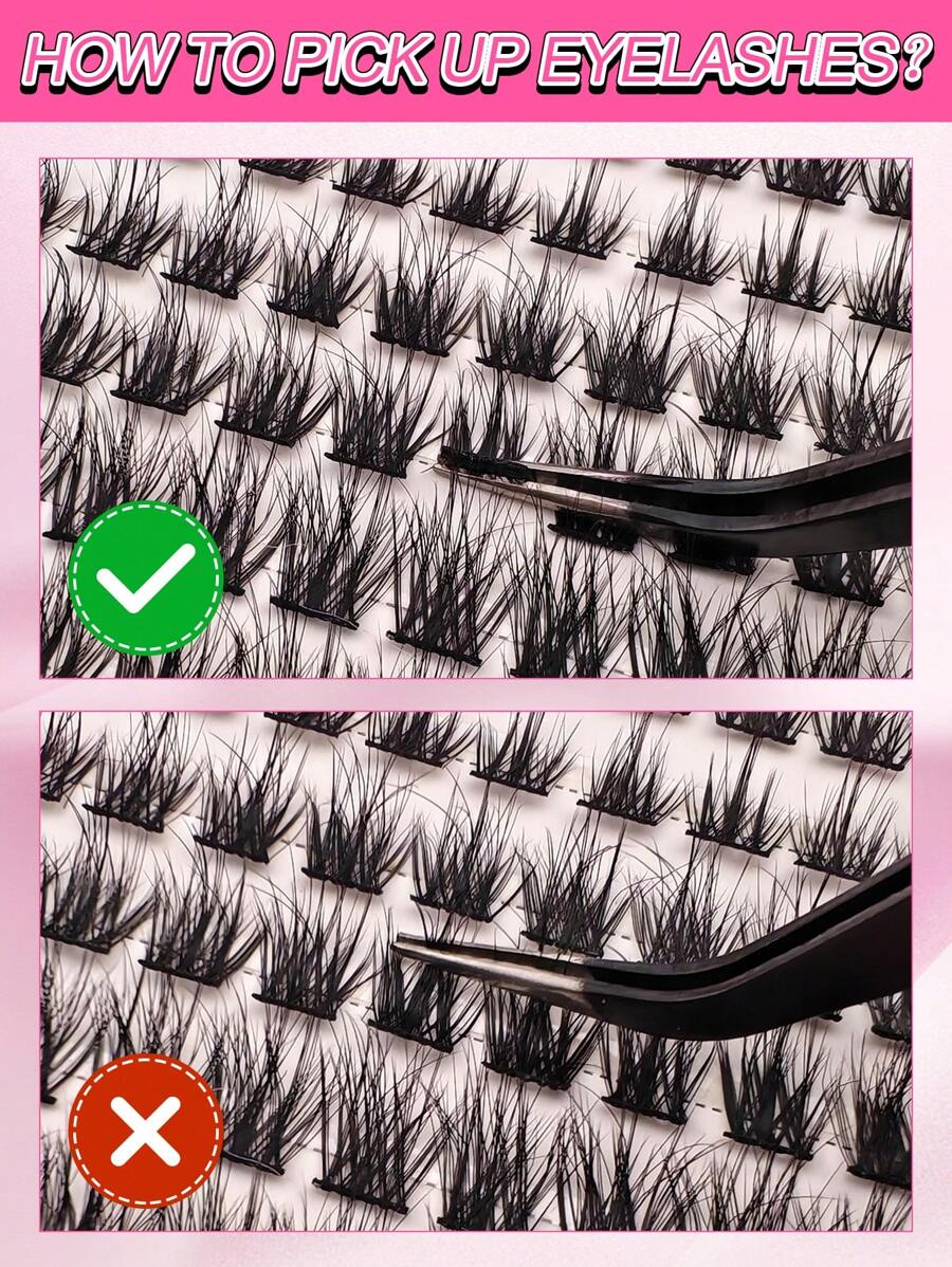 مجموعة رموش الكتلة الفردية 120 قطعة ،مجموعة موسعة من الرموش الصناعية الفردية الناقسة بالقطع بوجود لاصق للرموش ومدمع، ملقط للرموش لرموش الكتلة، وتحويلها إلى رموش الزنابق الفردية، يدويًا، برؤوس صغيرة من الرموش الفردية