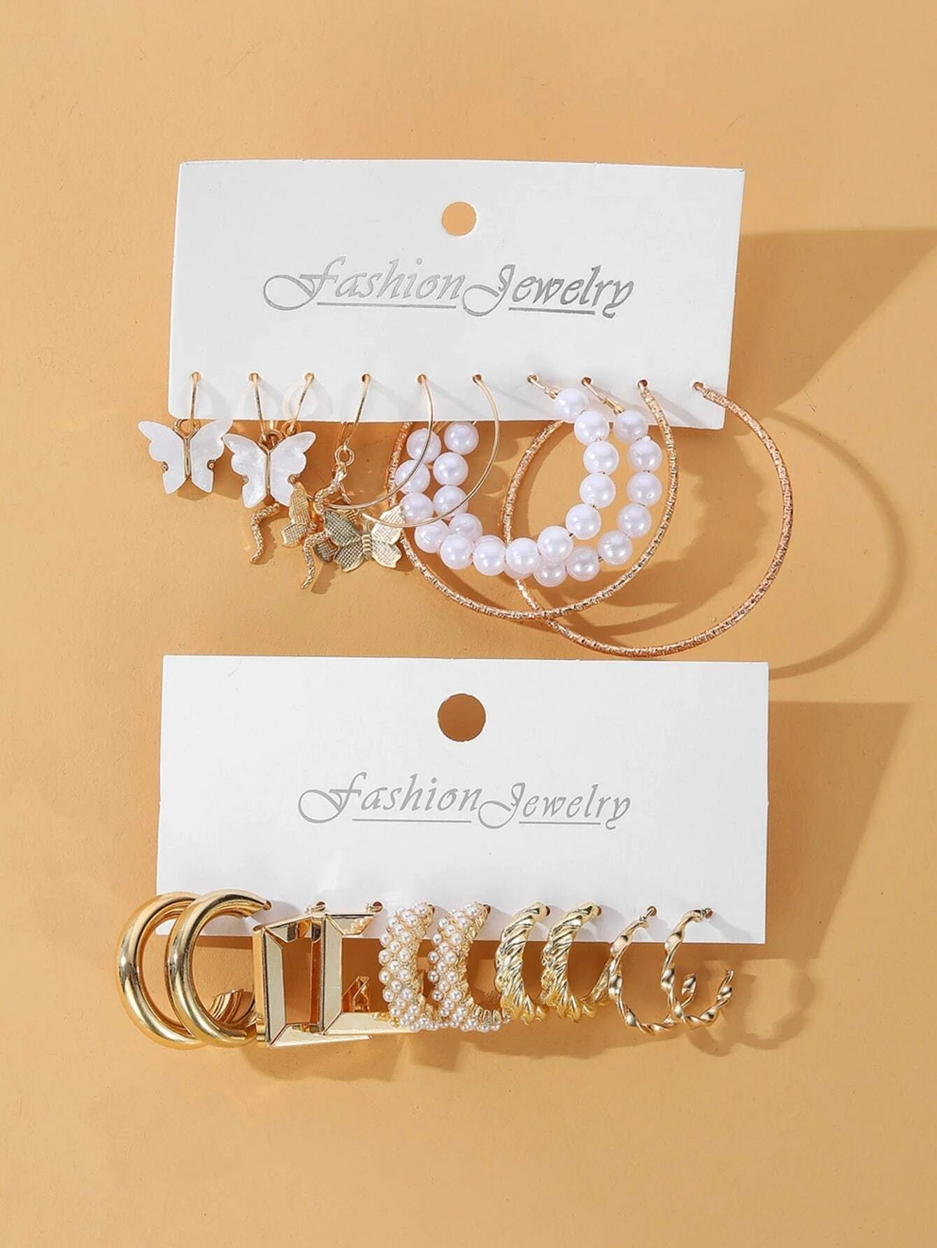 10Pairs Butterfly & Faux Pearl Decor Earrings