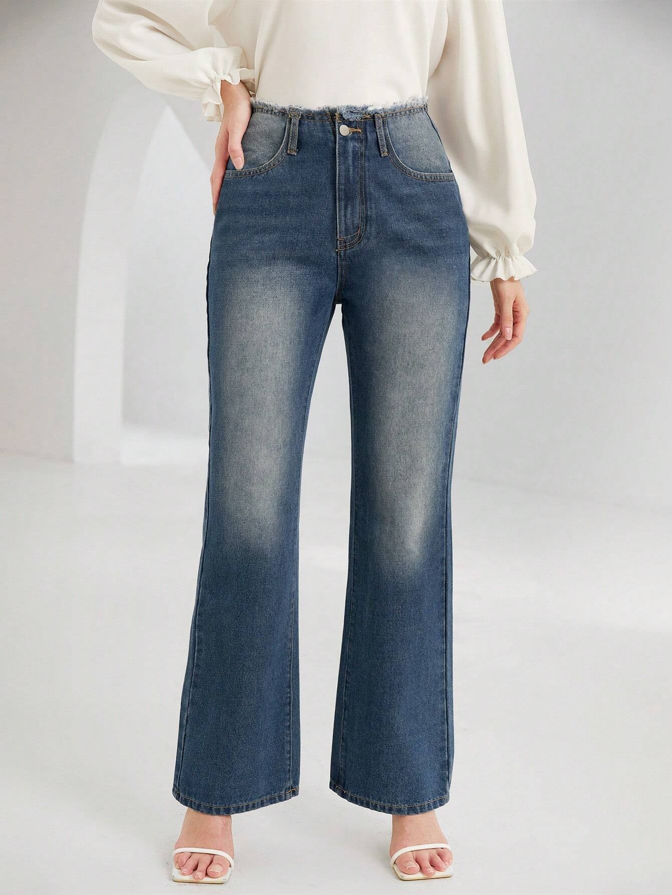 Privé Raw Trim Flare Leg Jeans