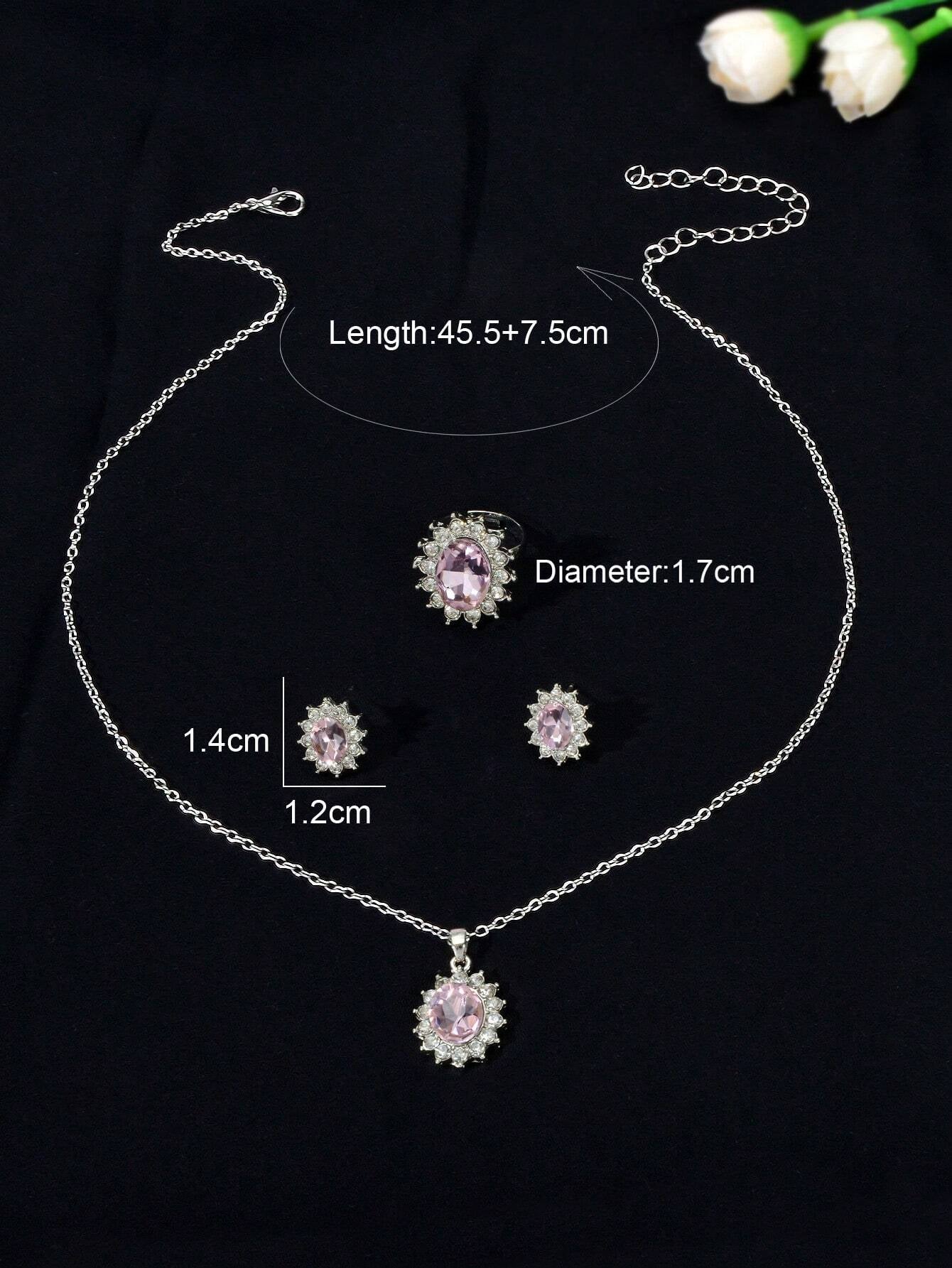 3Pcs/Set Glamorous Cubic Zirconia Water-Drop Decor Jewelry Set for Women for Daily Decoration