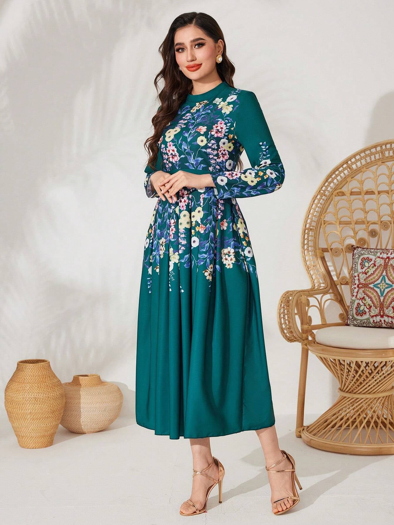 Mulvari Floral Print Long Sleeve Dress
