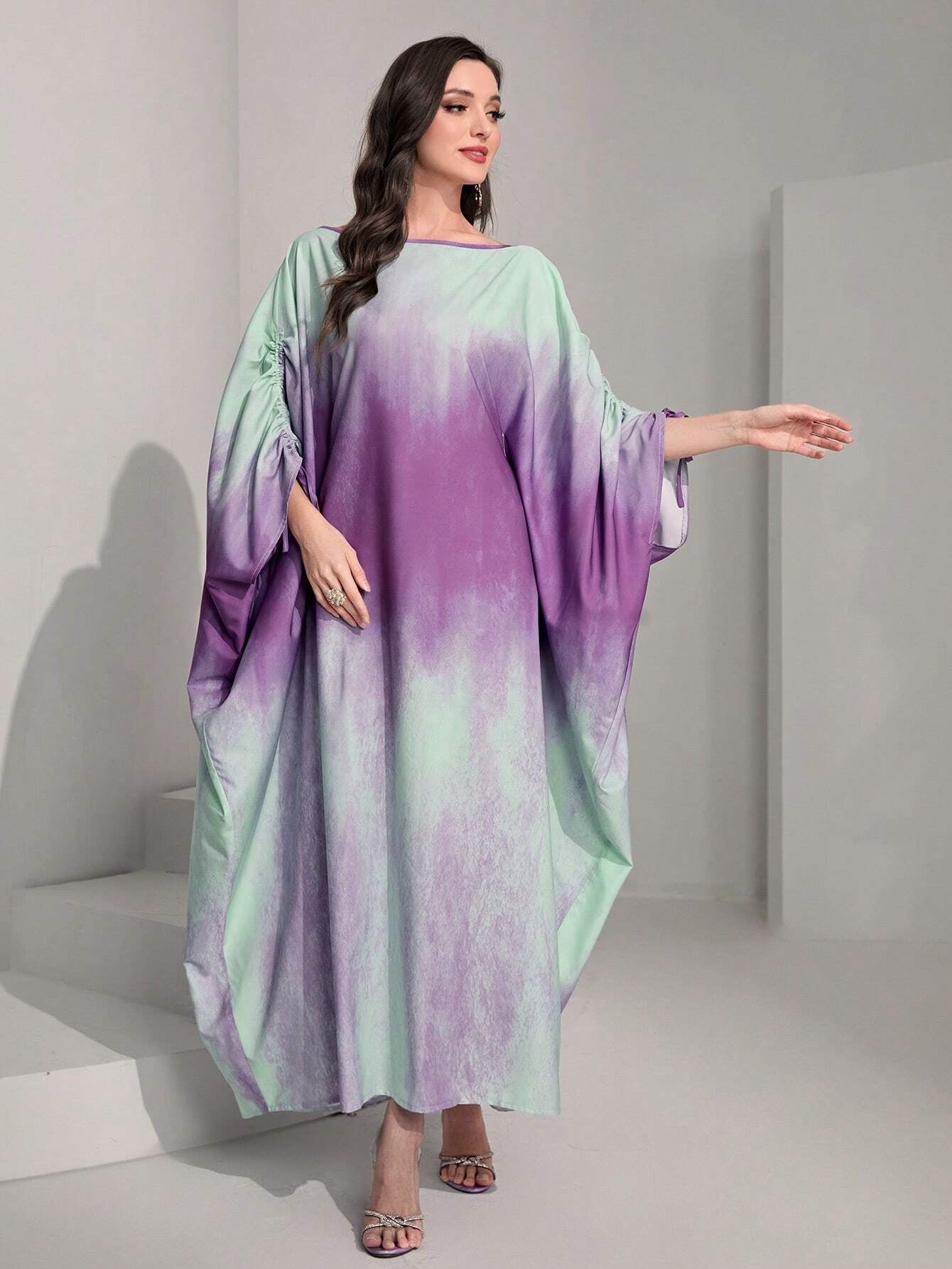 Najma Tie Dye Batwing Sleeve Kaftan