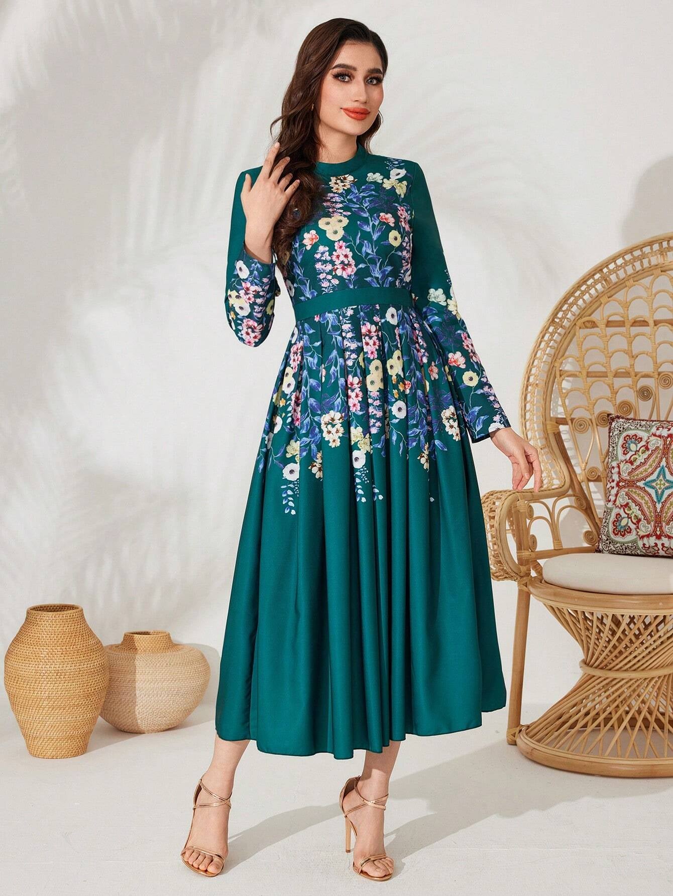 Mulvari Floral Print Long Sleeve Dress