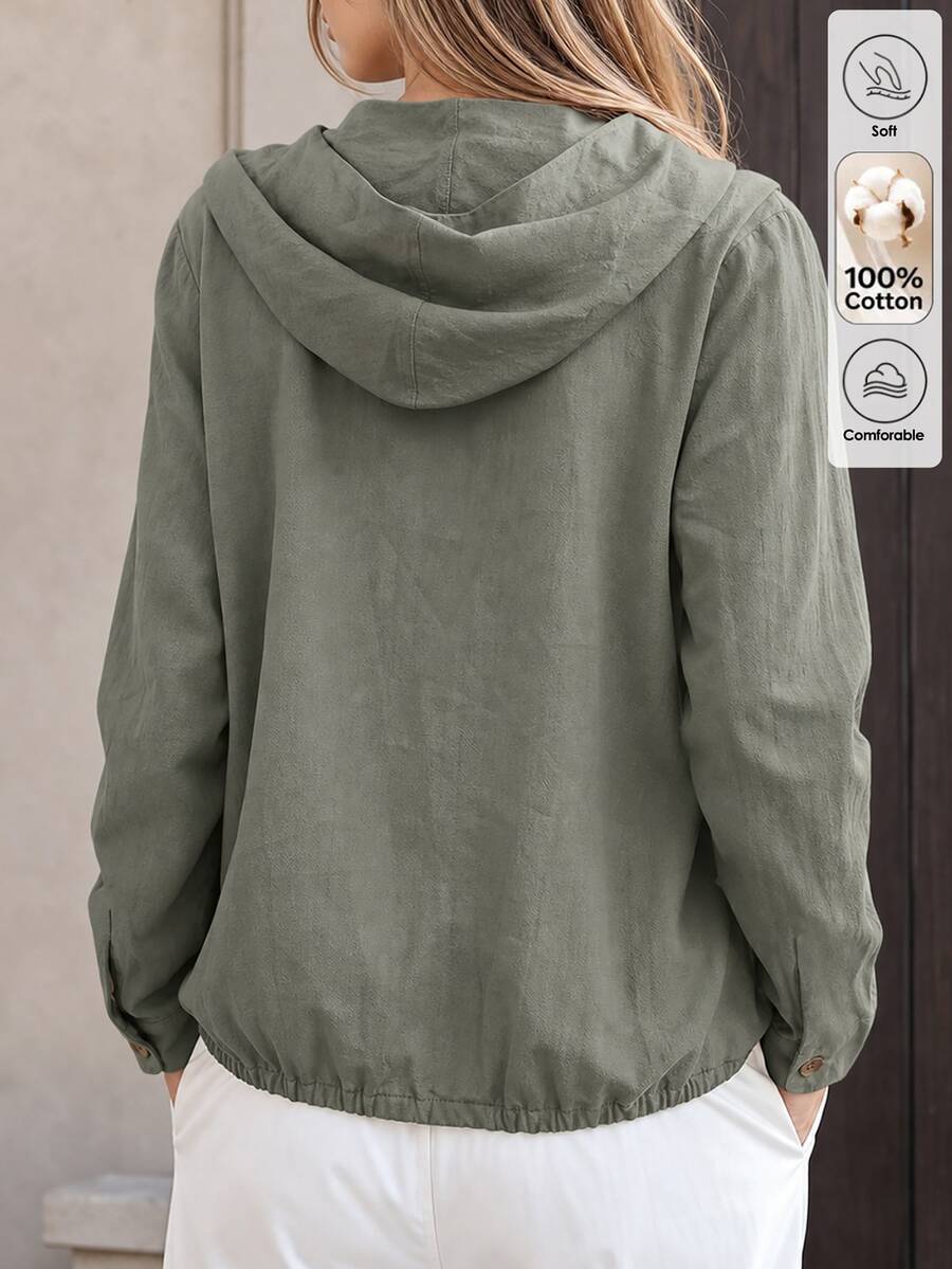 SHEIN Louniche جاكيت نسائي مريح بلون أخضر