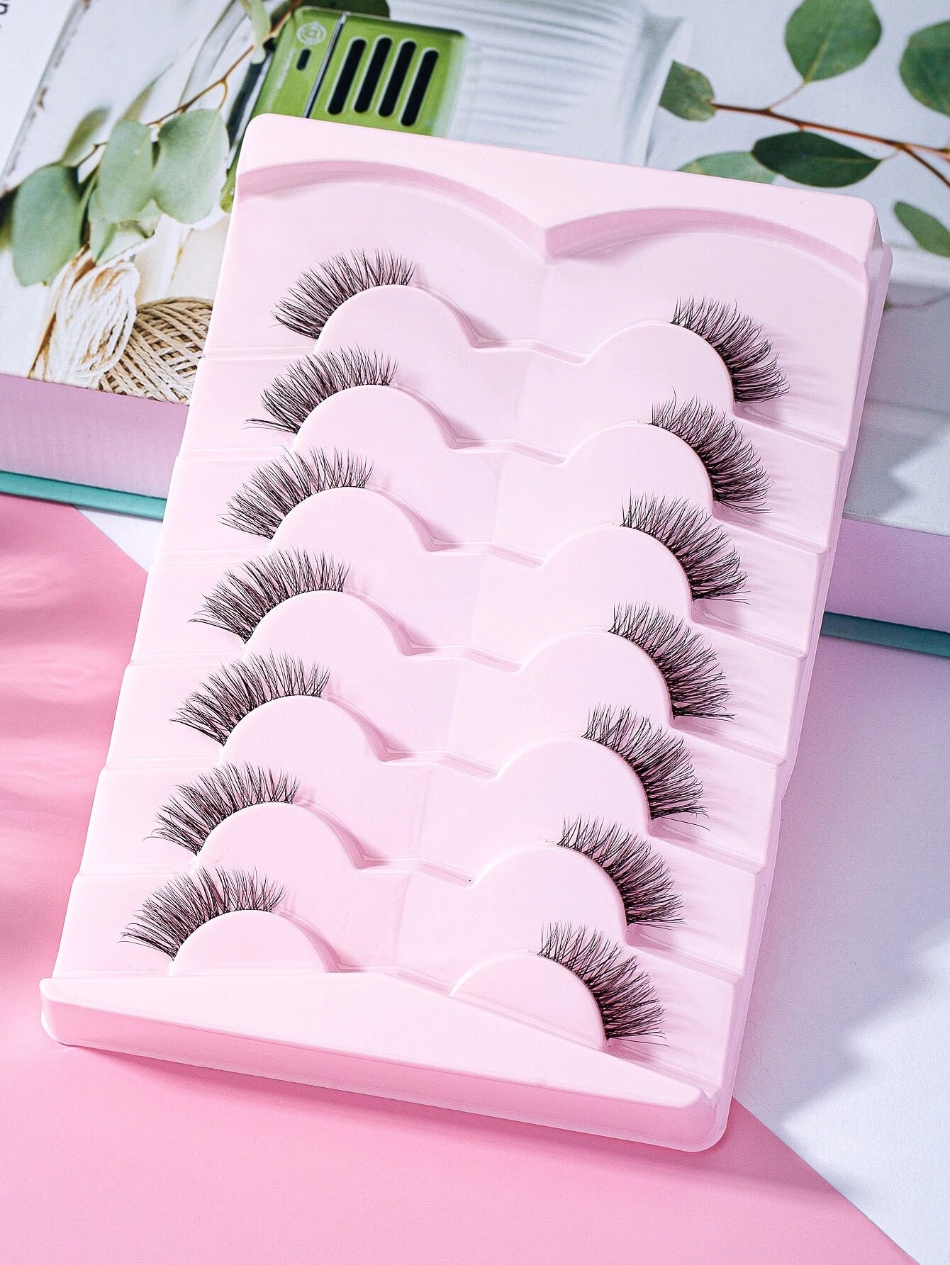7Pairs/Set Natural Long 3D Crossed Transparent Stem False Eyelashes 5-13Mm