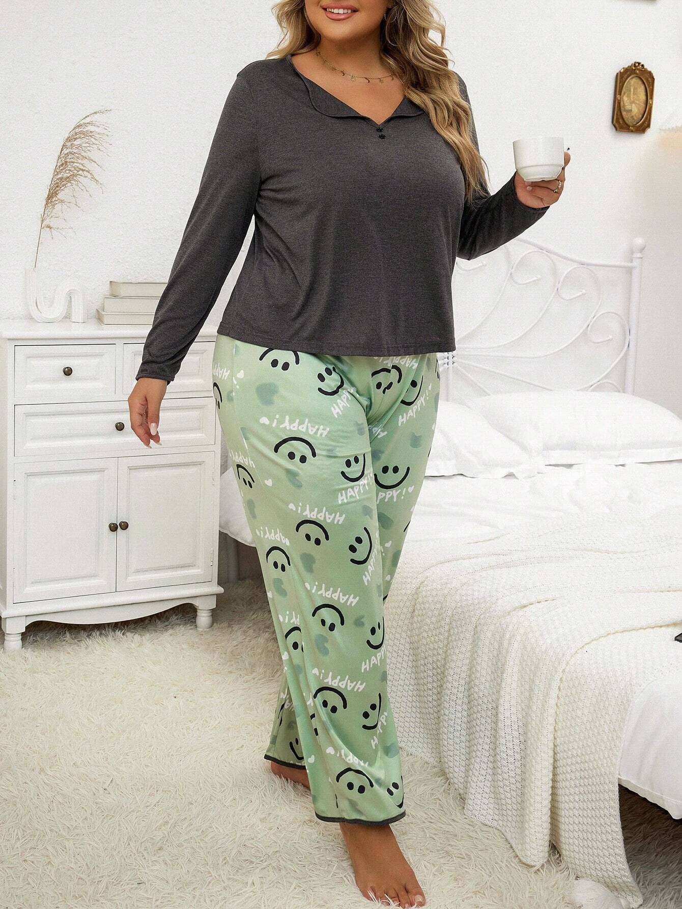 Plus Cartoon Graphic PJ Set