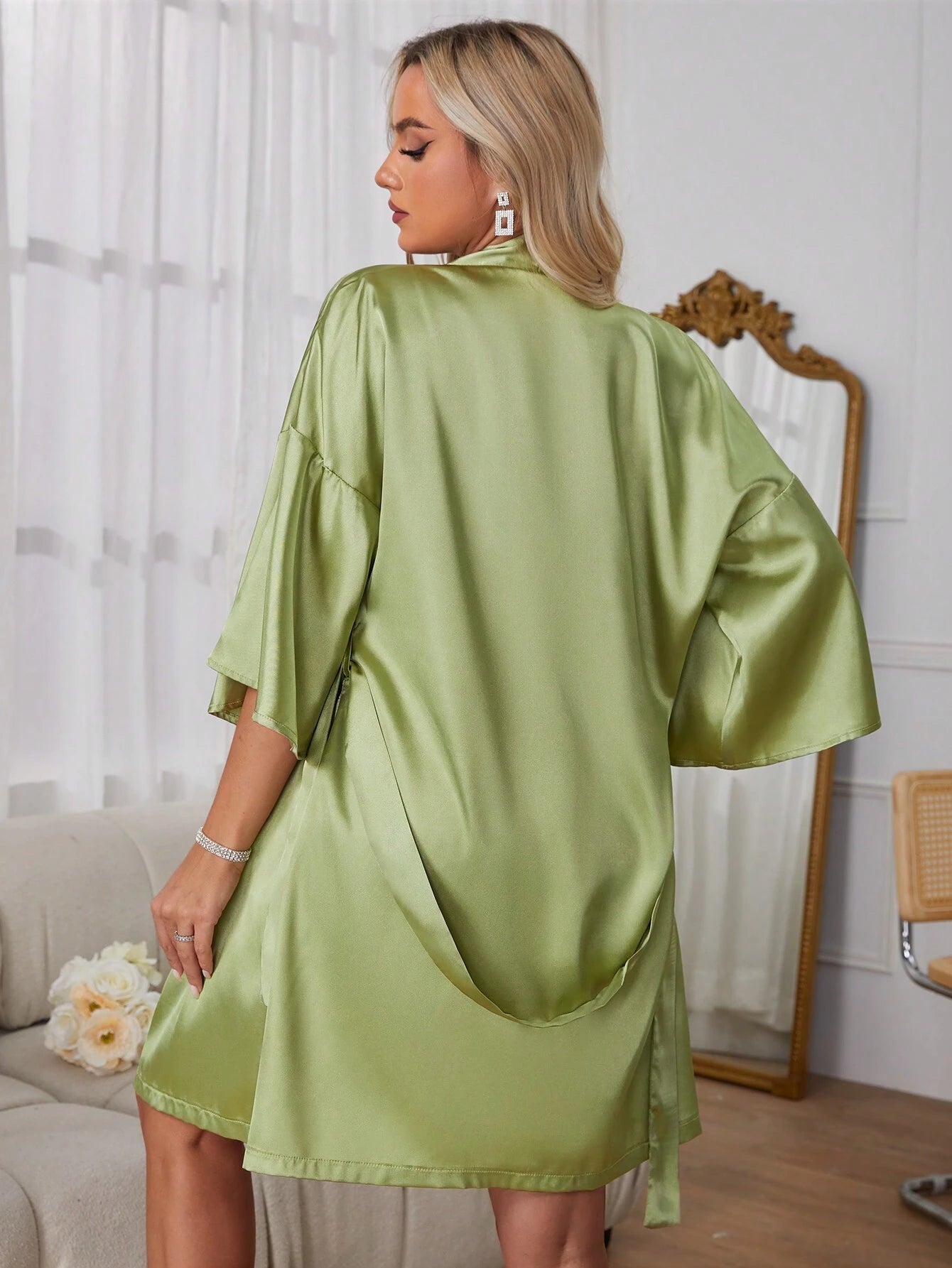 Women'S Satin Robe and Nightgown Homewear Set