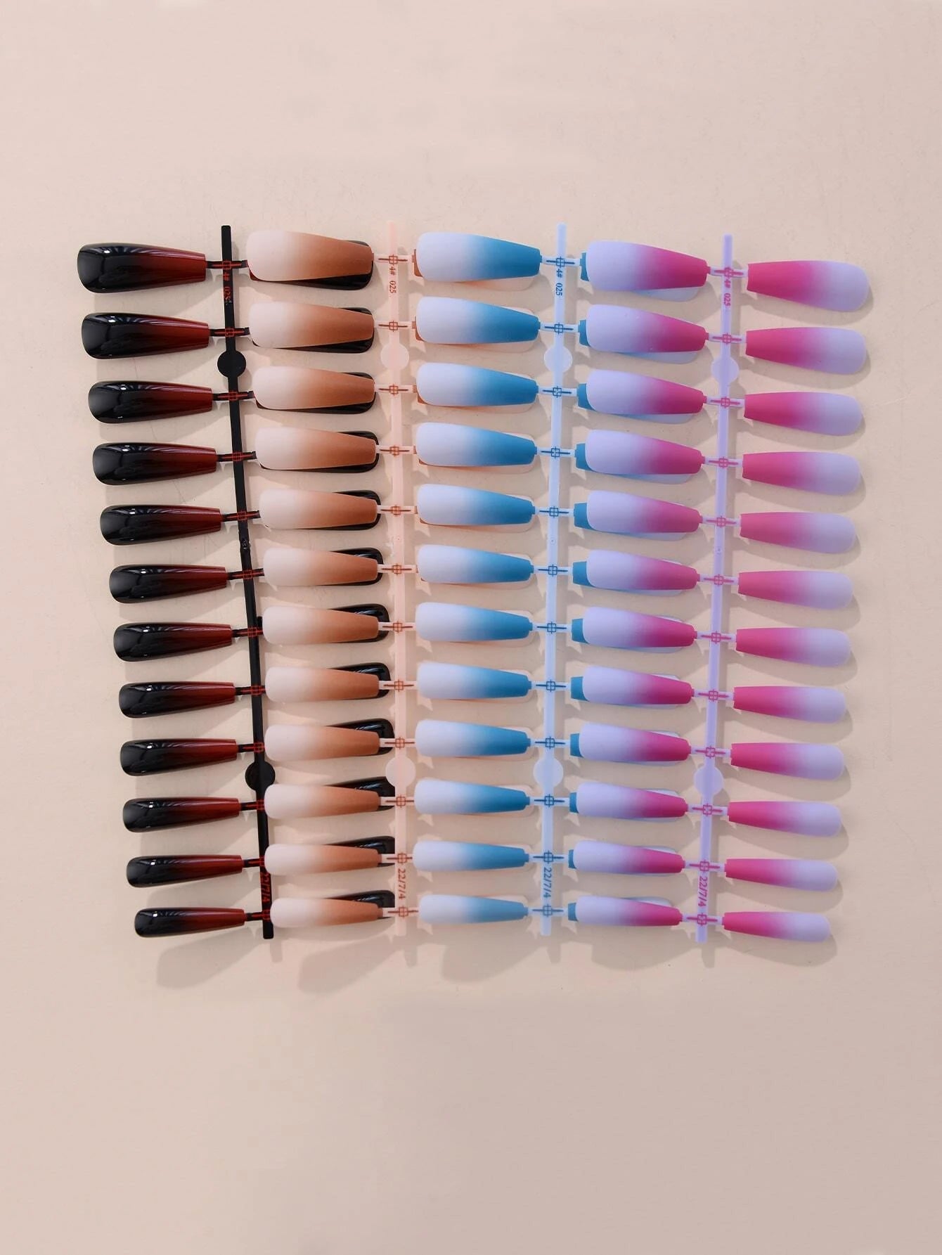Get Glamorous with 192Pcs Long Coffin Multicolor Ombre Fake Nail