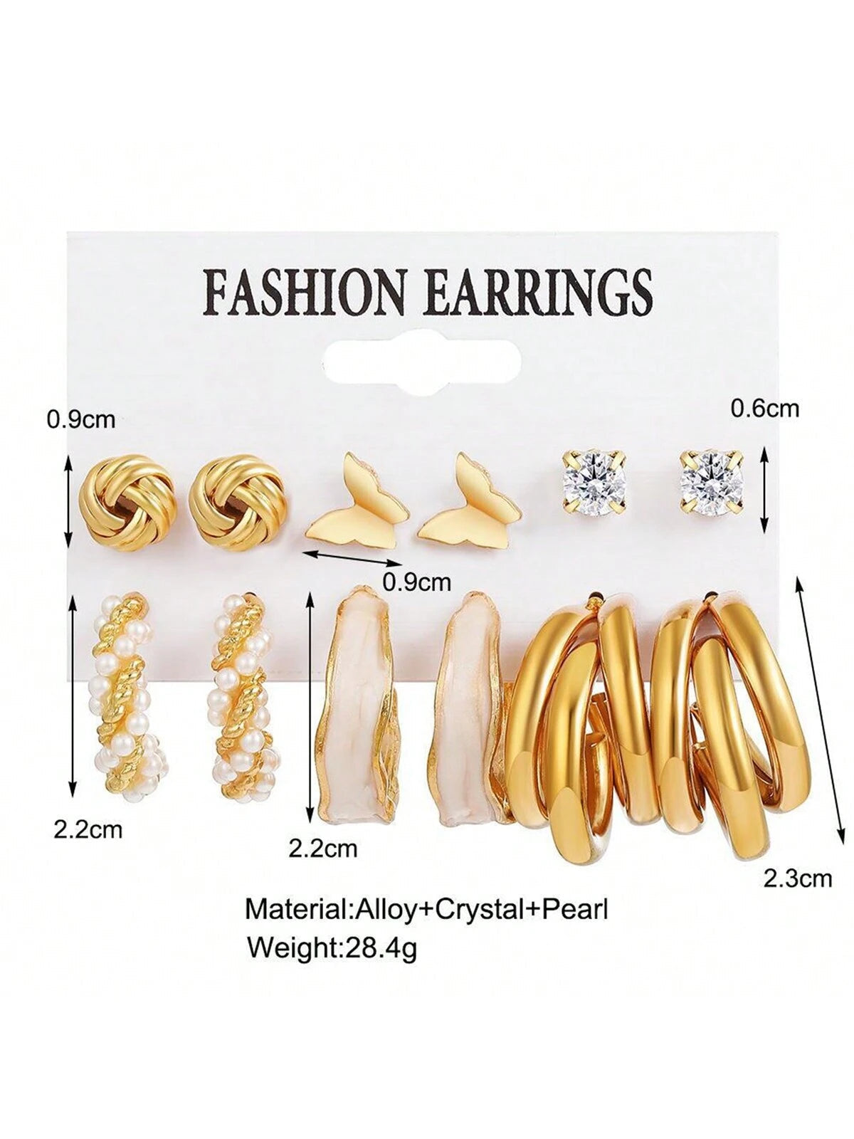 12Pairs/Set Leopard Print Multi-Layered Geometric Circle Butterfly Heart Stud Earrings Vintage Faux Pearl Twisted Dangle Earring Set