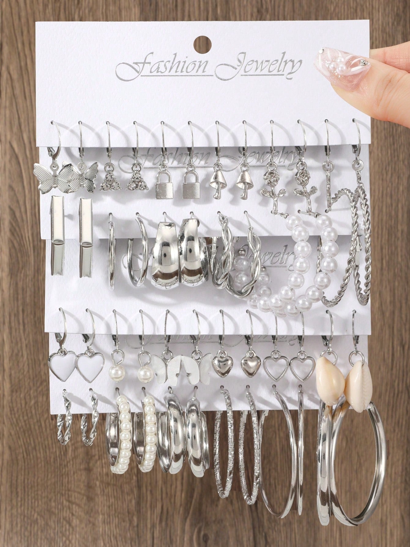 48 Piece Set of Creative, Fashionable, Caring, Water Droplet Shaped Imitation Faux Pearls with Multiple Elements, Women'S Earrings Set, Party, Couple, Holiday Jewelry, Jewelry Gifts