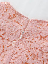 Young Girls Contrast Lace Bow Front Mesh Hem Party Dress