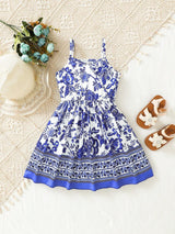 Girls' Digital Print Spaghetti Strap Dress