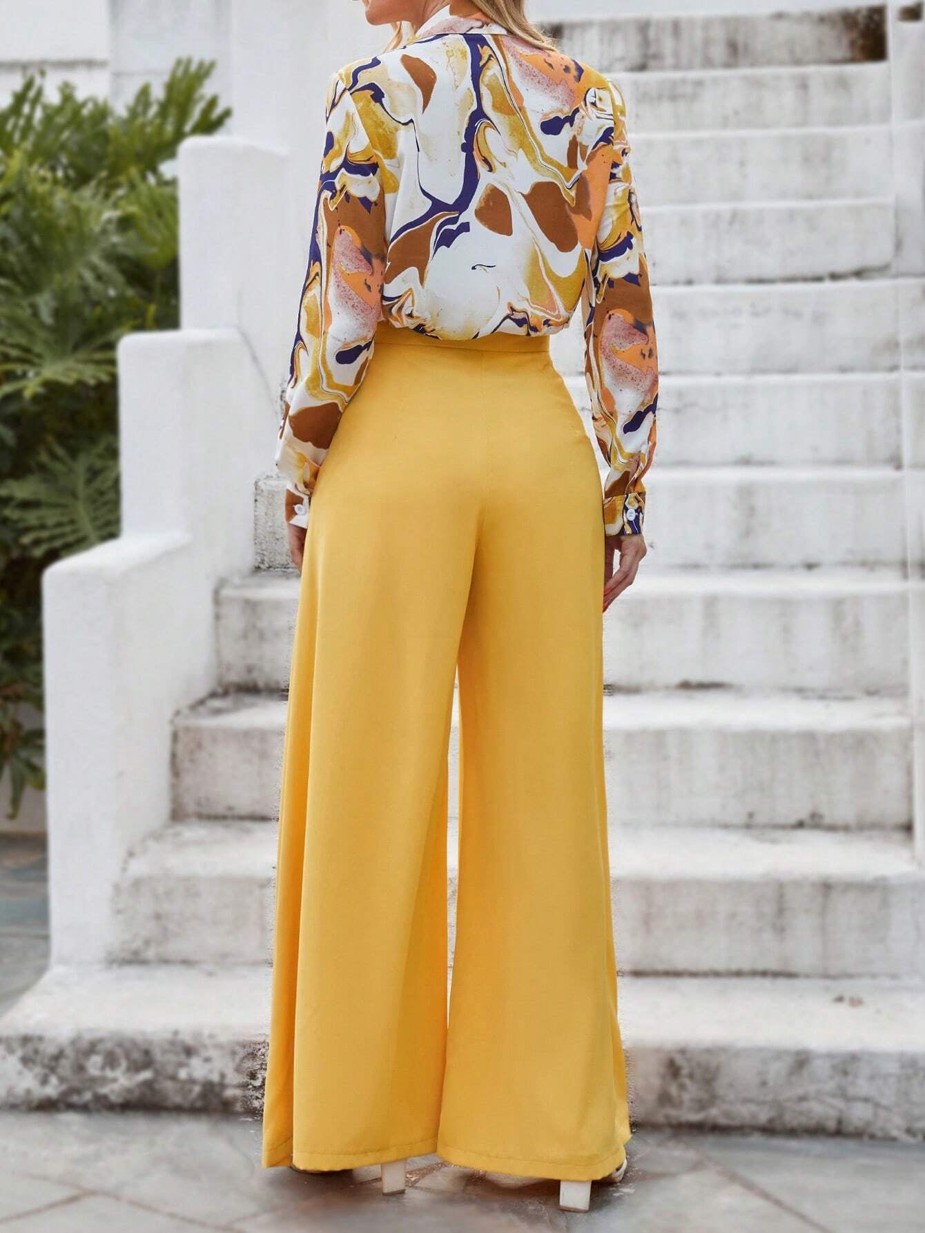 Privé Graphic Print Shirt & Wide Leg Pants