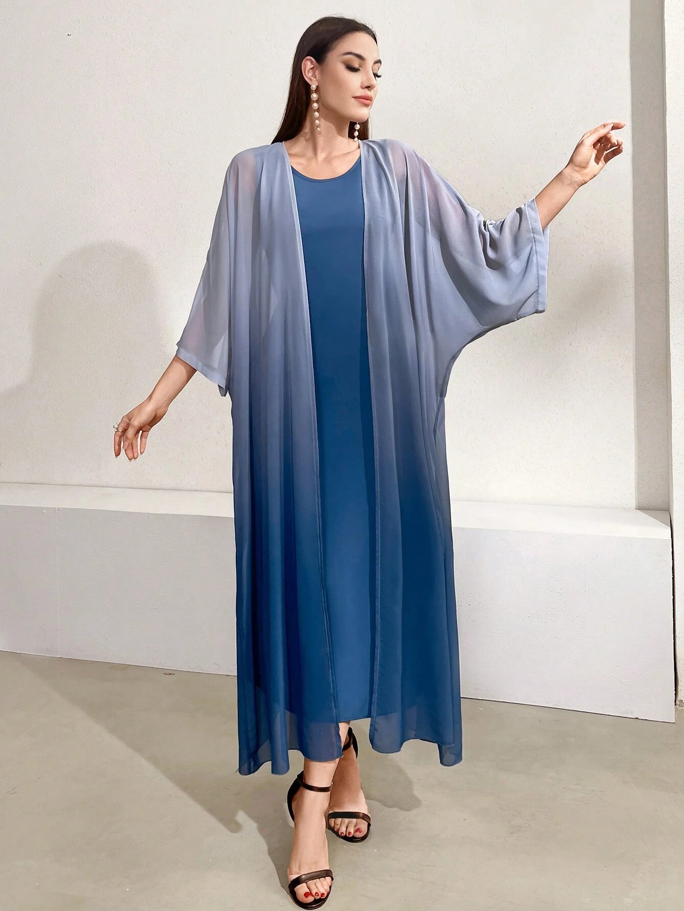 Modely Women'S 3/4 Sleeve Coat and Sleeveless Dress 2Pcs/Set