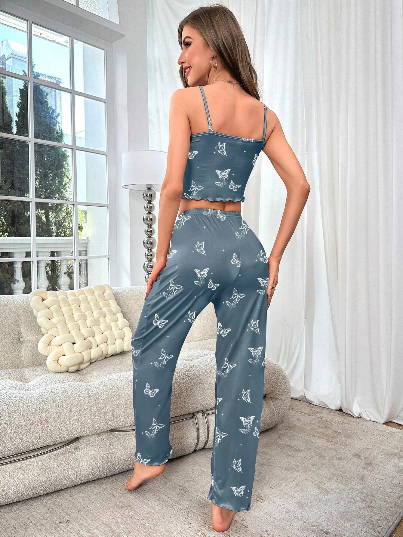 Butterfly Print Cami Top & Pants PJ Set