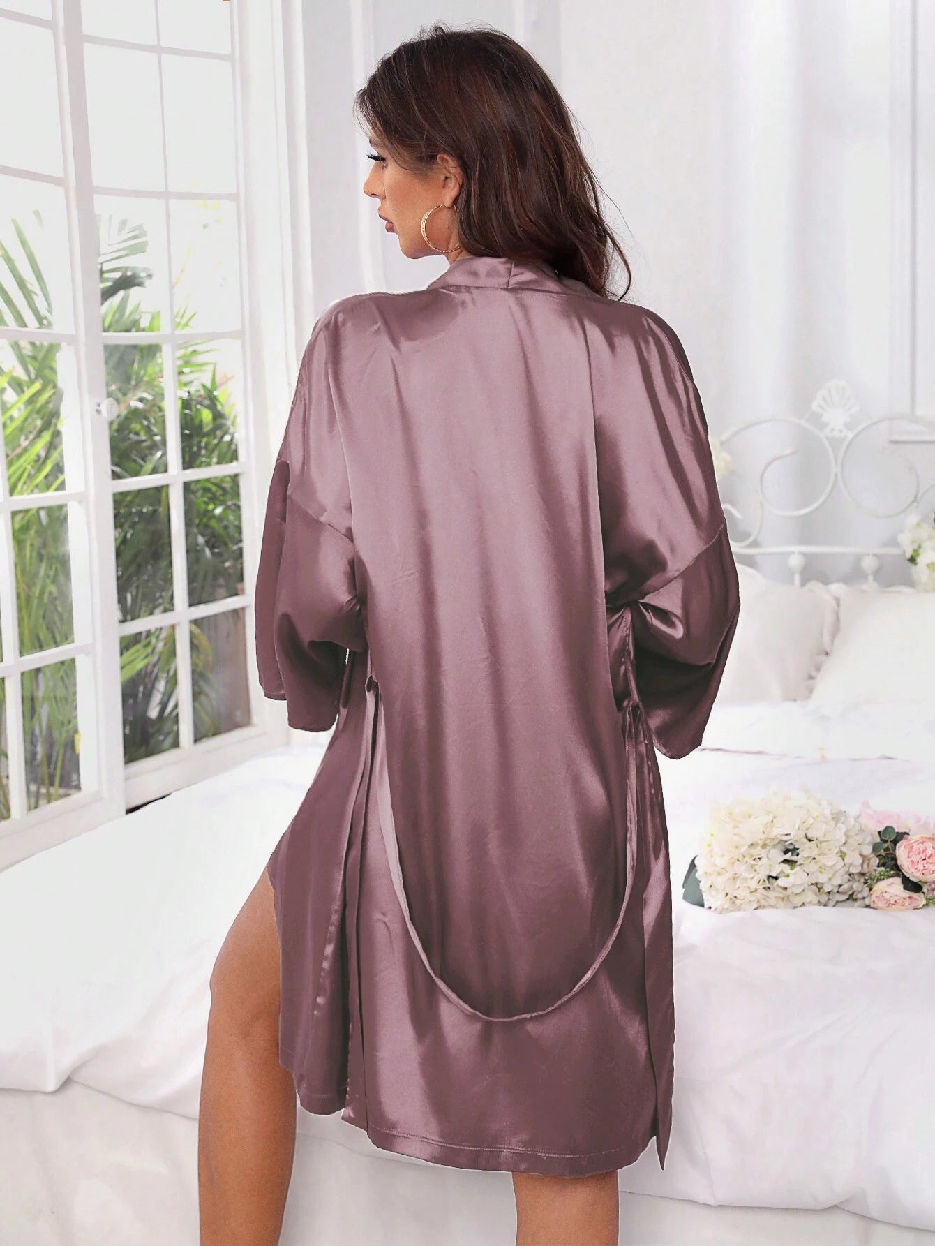 Women'S Satin Robe and Nightgown Homewear Set