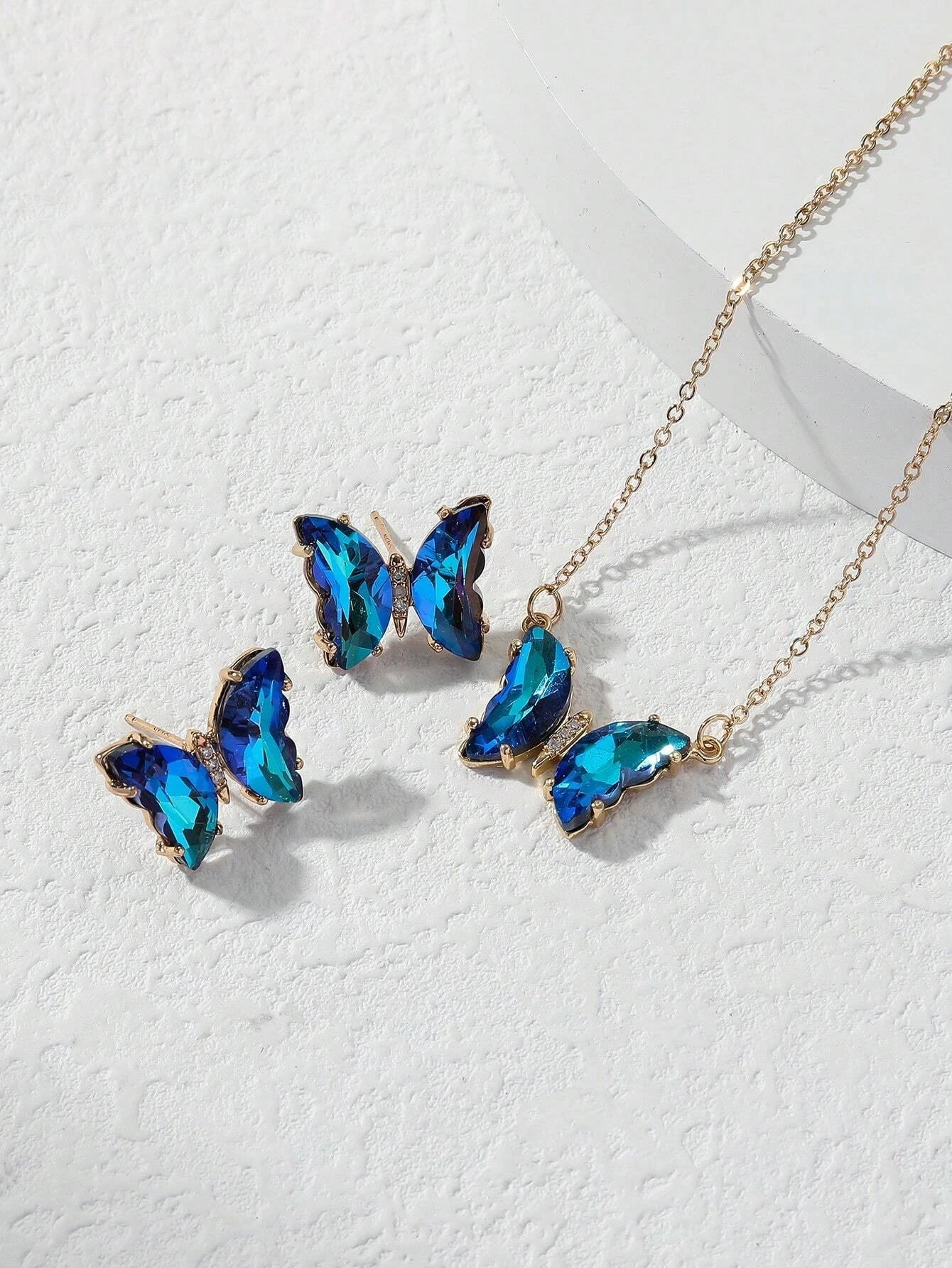 3Pcs Rhinestone Circle Decor Jewelry Set