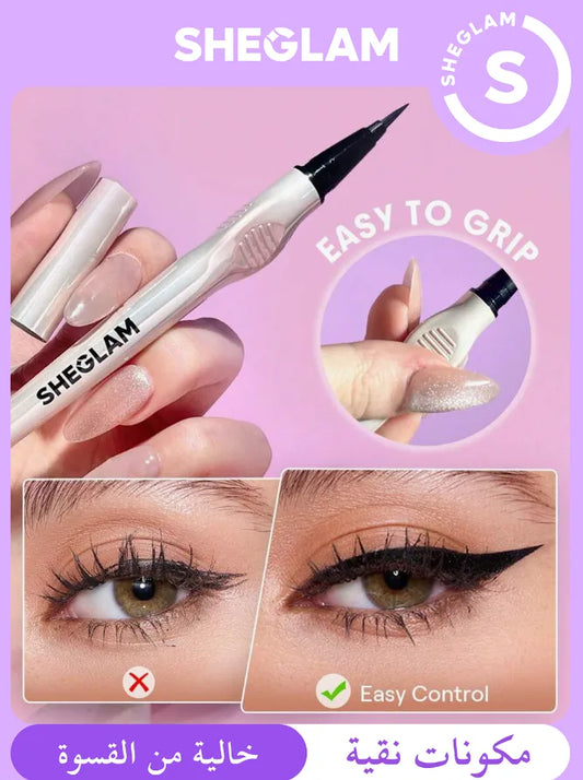 SHEGLAM محدد عيون سائل للتحكم الدقيق بلون أسود غير لامع