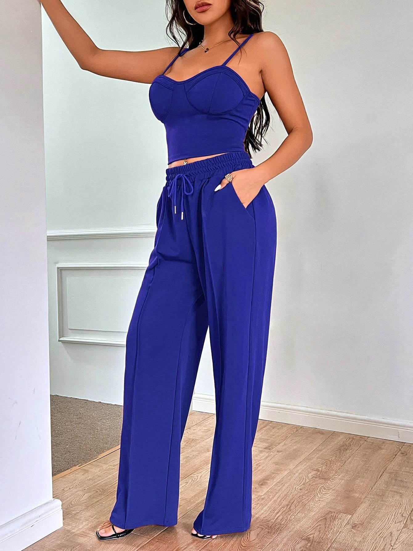 LUNE Solid Cami Top & Drawstring Waist Pants