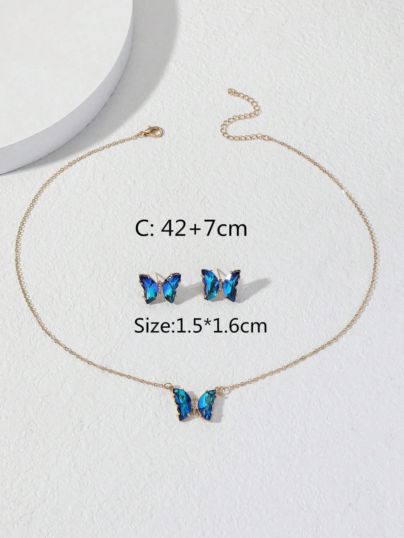 3Pcs Rhinestone Circle Decor Jewelry Set