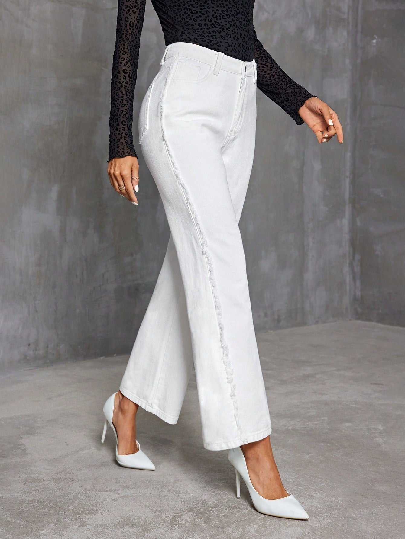 Privé Long Length Flared Jeans with Frayed Hem