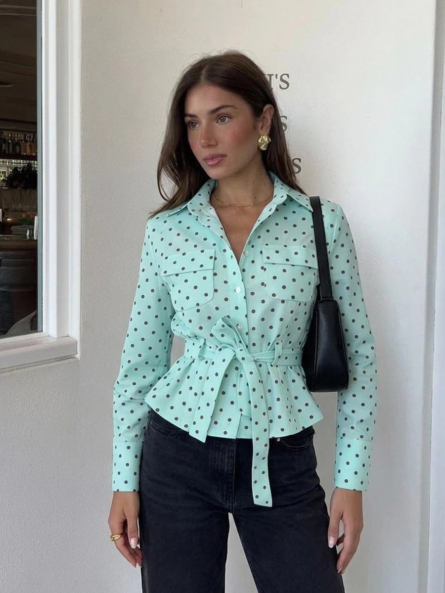 SHEIN Siren Gaze معطف ترنش نسائي قصير بلون أخضر نعناعي بياقة عالية وحزام