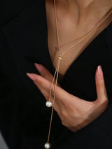 1Pc Fashionable and Versatile Adjustable Pull-Cord Long Faux Pearl Necklace for Women