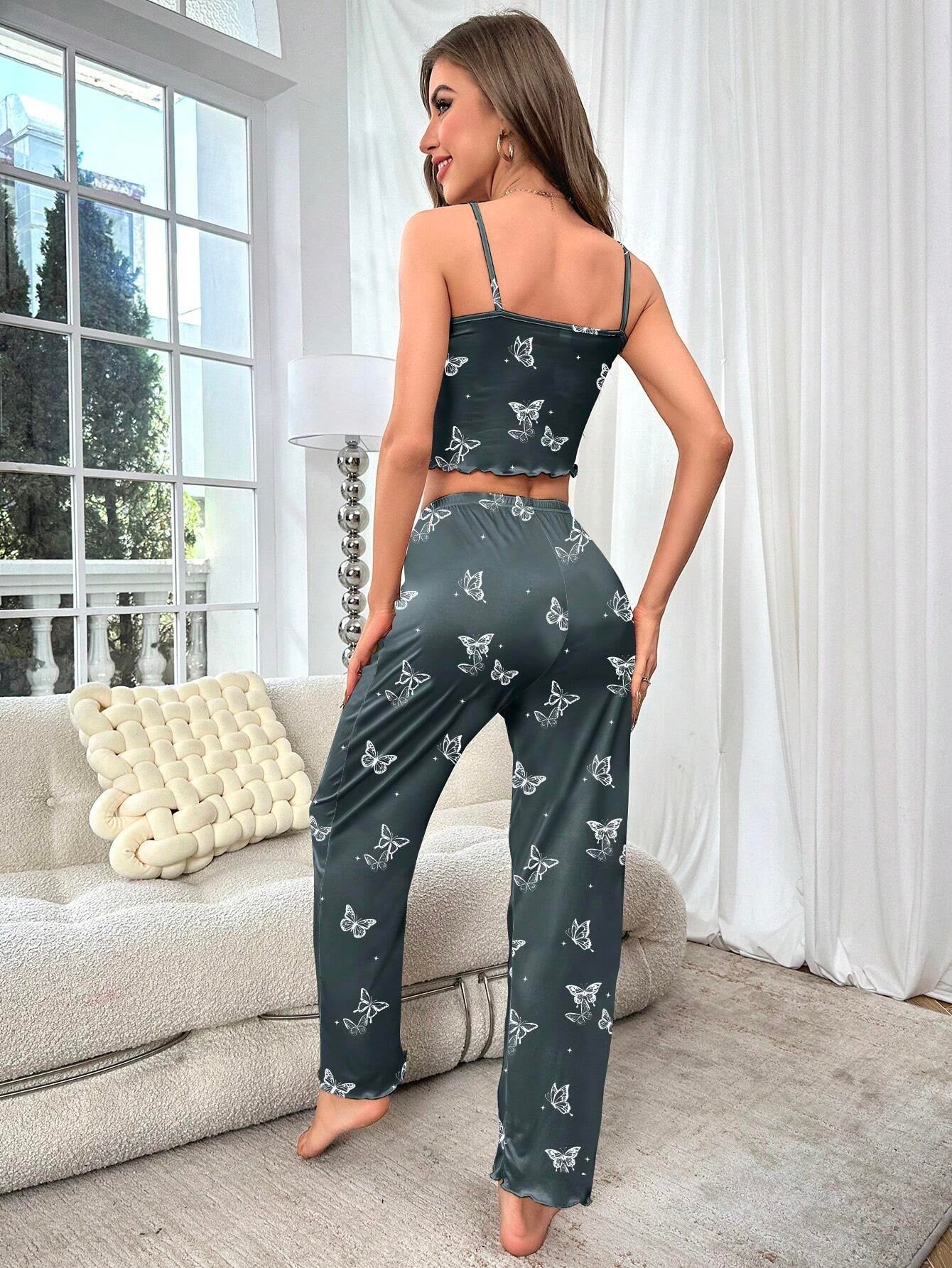 Butterfly Print Cami Top & Pants PJ Set