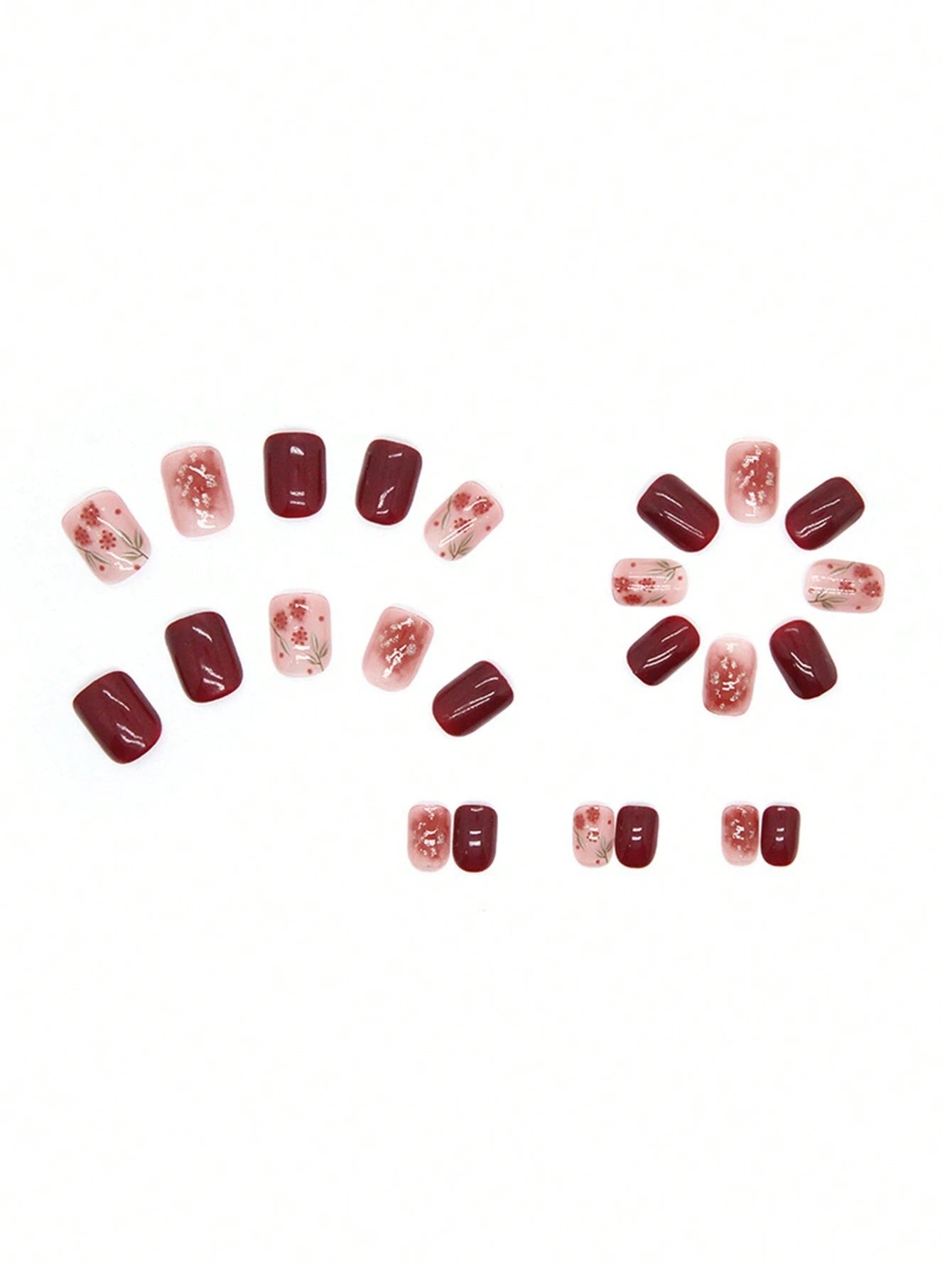 24Pcs Short Minimalist Solid Color False Nails Set for Nail Art Including Red Nails, 1Pc Jelly Glue and 1Pc Nail File