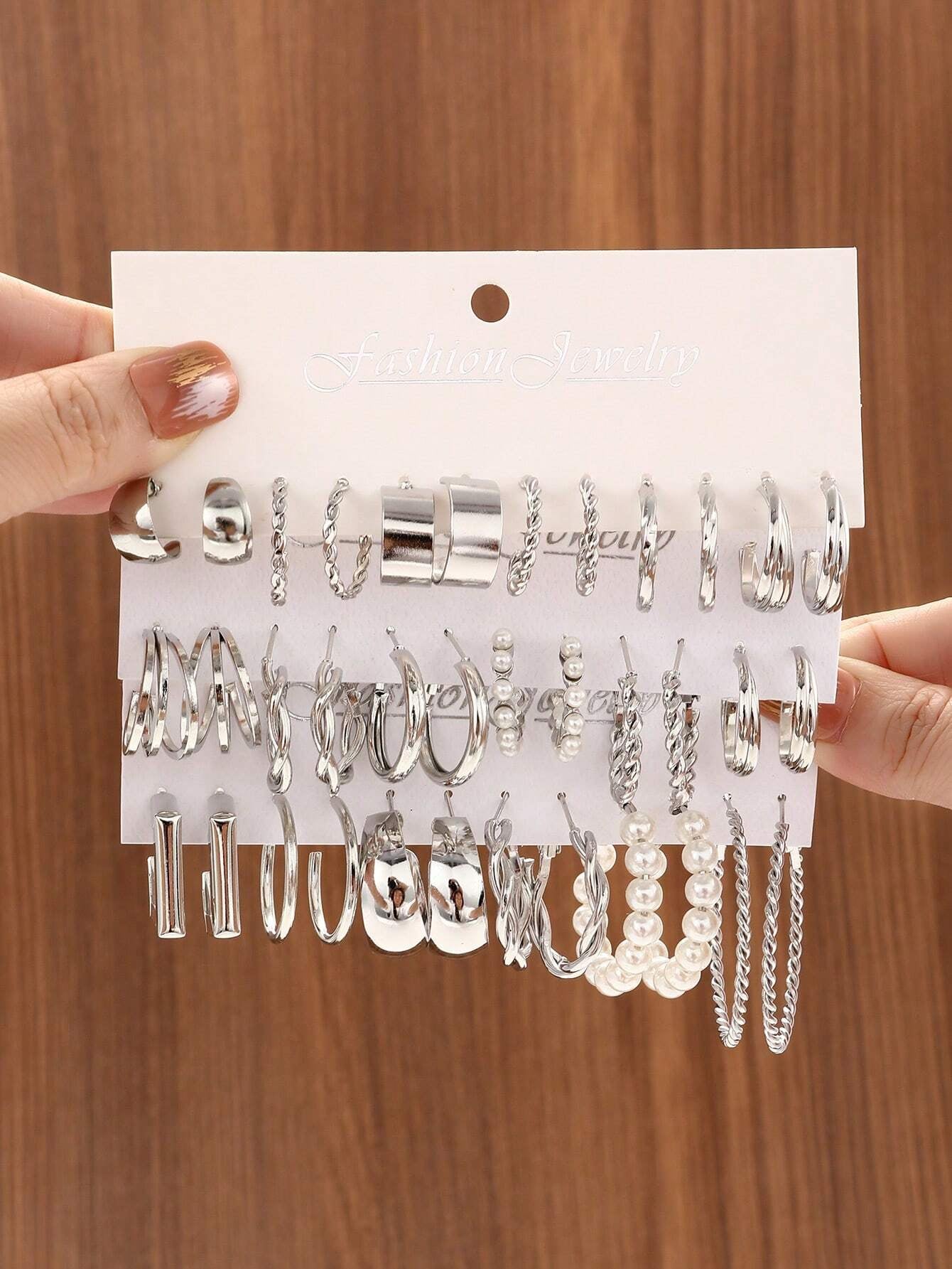 36Pcs/Set Fashionable Faux Pearl Twist Design Wide Multilayer Earrings, Perfect for Party, Date, Gift and Daily Wear