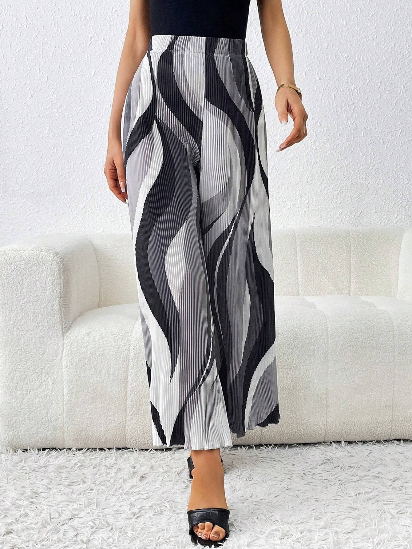 Essnce Women'S Wave Printed Wide Leg Pants