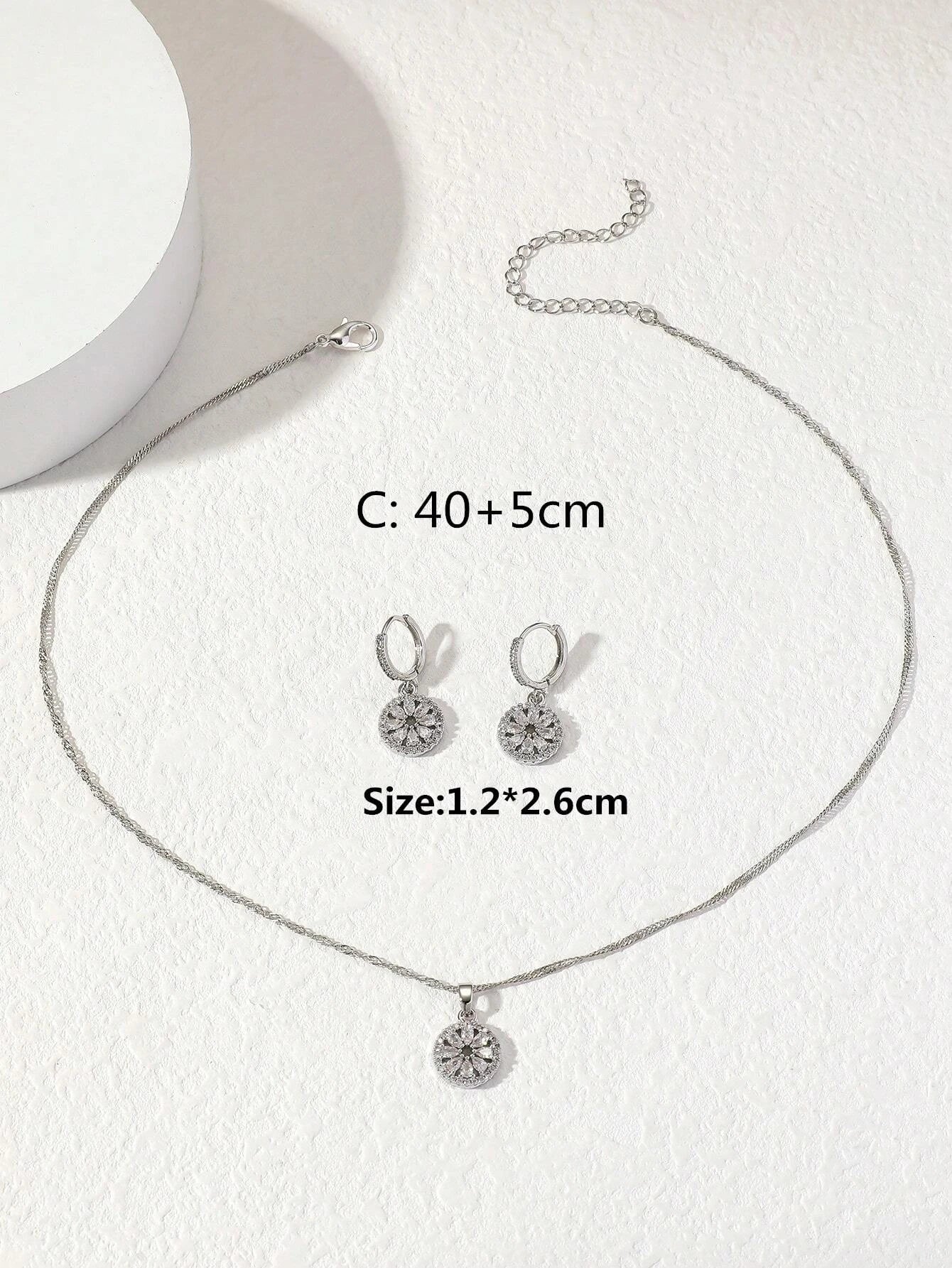 3Pcs Rhinestone Circle Decor Jewelry Set