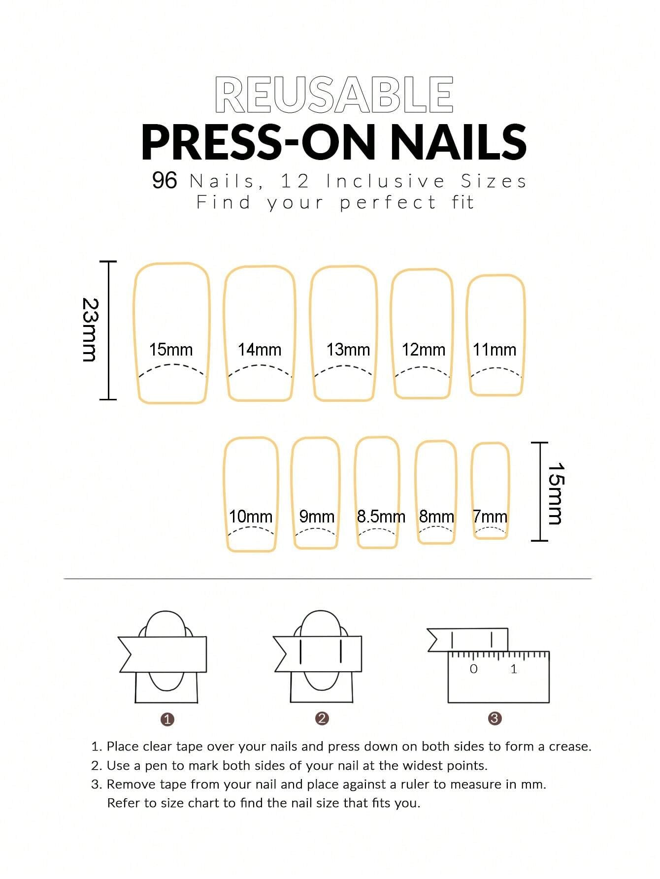 4 Colors (96 Pcs) Square Shape Press Nails Medium Size False Nails Brown Series Fake Nails Acrylic Faux Gloss Design Nails Full Coverage Nails for Women and Girls as Gifts