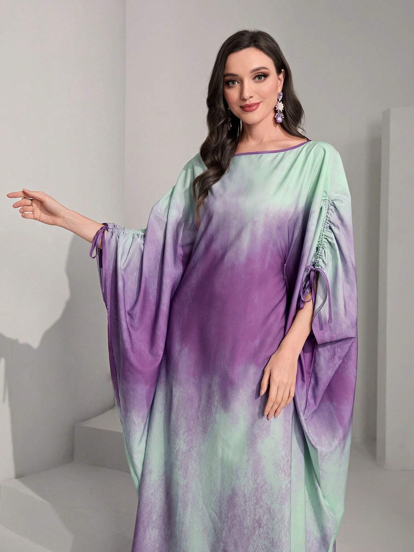 Najma Tie Dye Batwing Sleeve Kaftan
