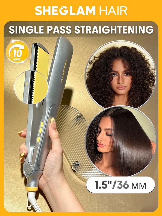 SHEGLAM Sleek Chic – مكواة فرد الشعر بصفائح عريضة للأناقة السريعة