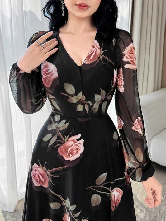 SHEIN Feyla فستان مشدود الخصر أنيق