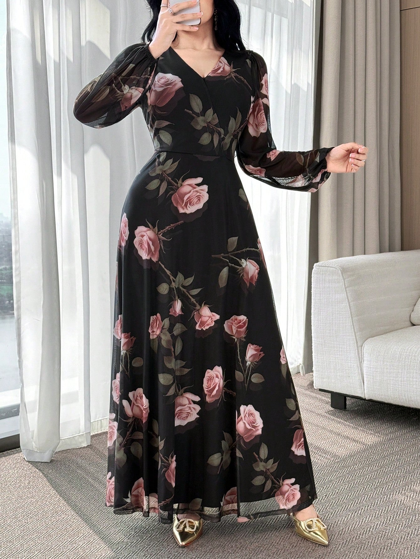 SHEIN Feyla فستان مشدود الخصر أنيق