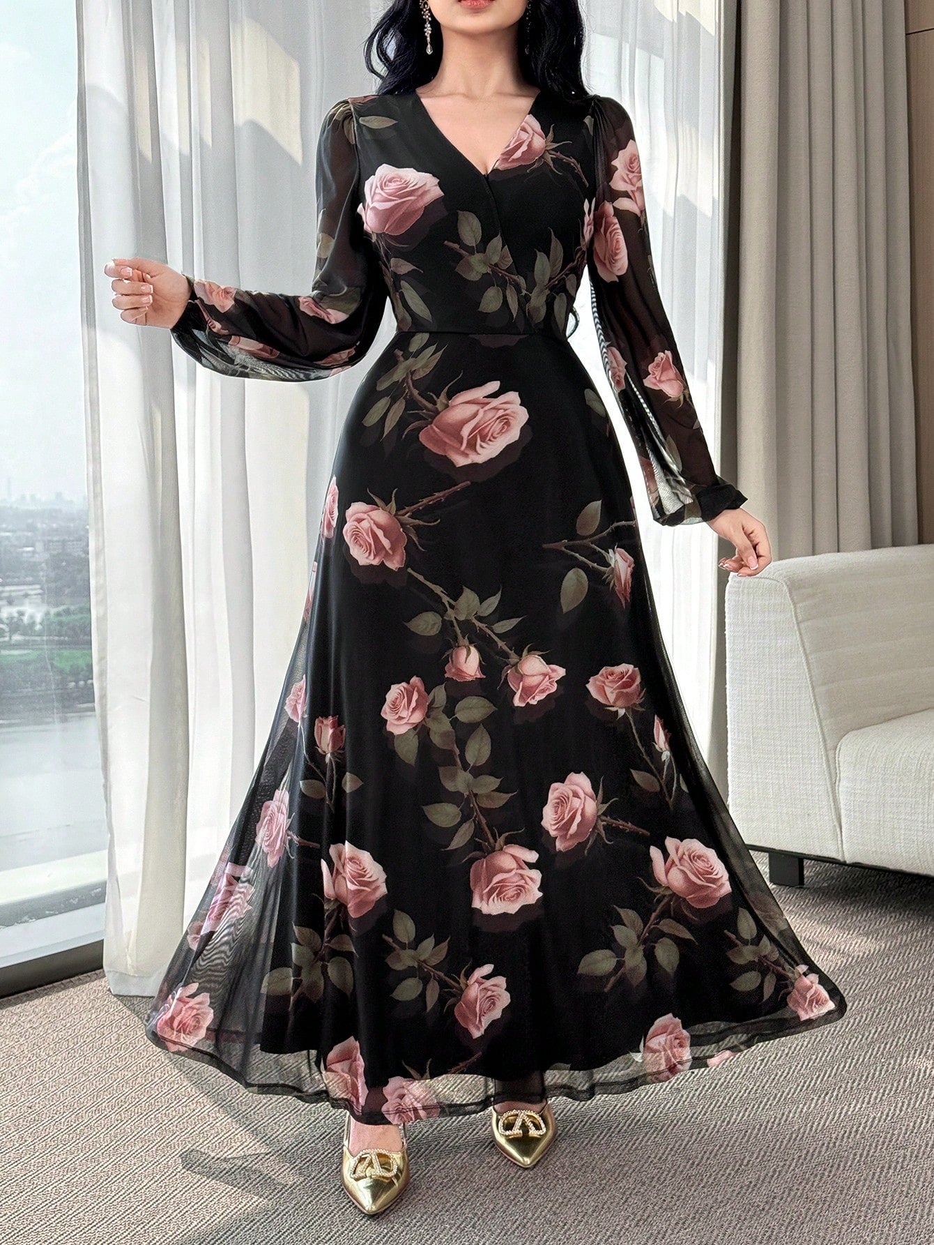 SHEIN Feyla فستان مشدود الخصر أنيق