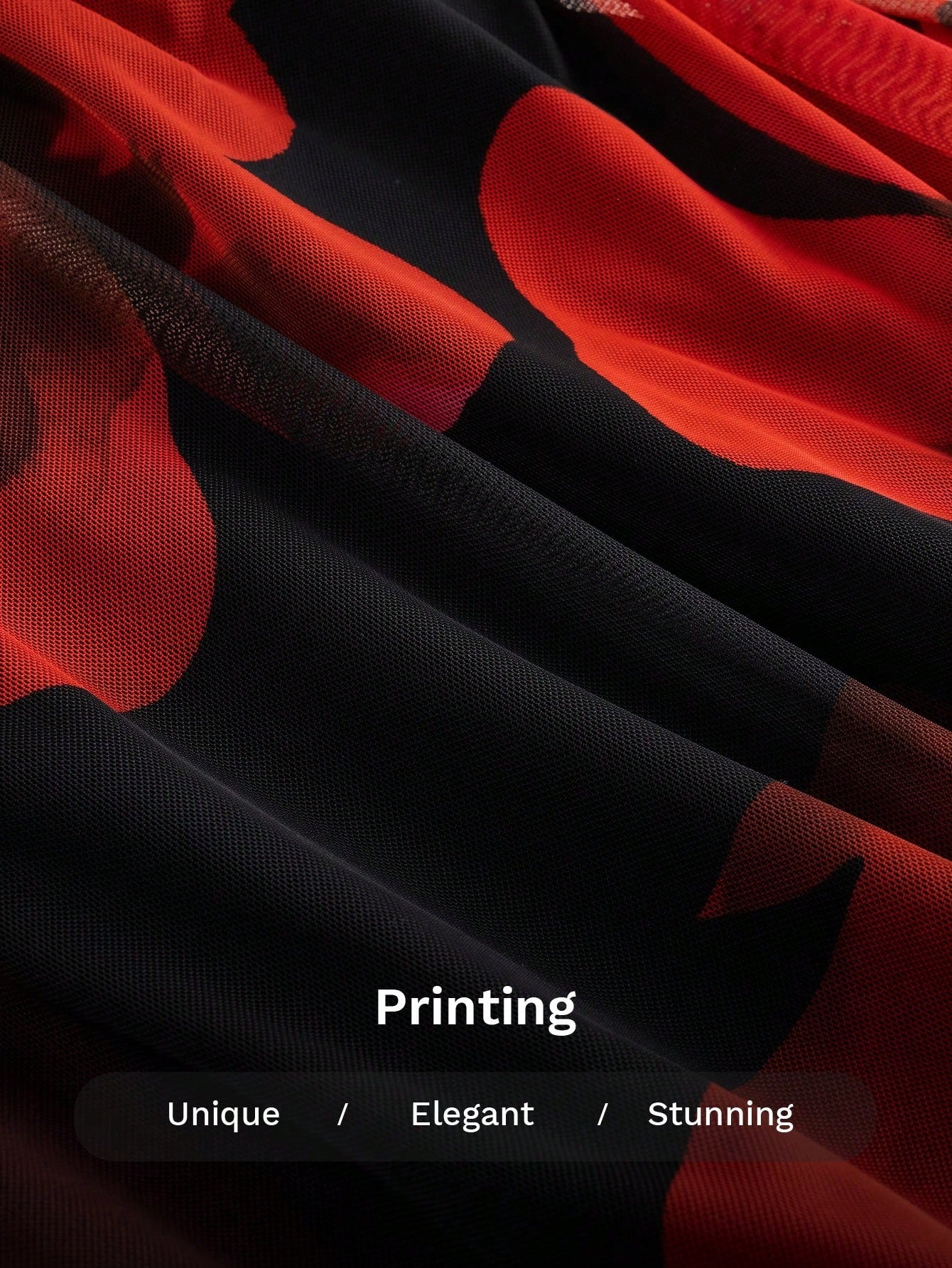 SHEIN Aloruh فستان كم طويل بطبعة زهور أحمر