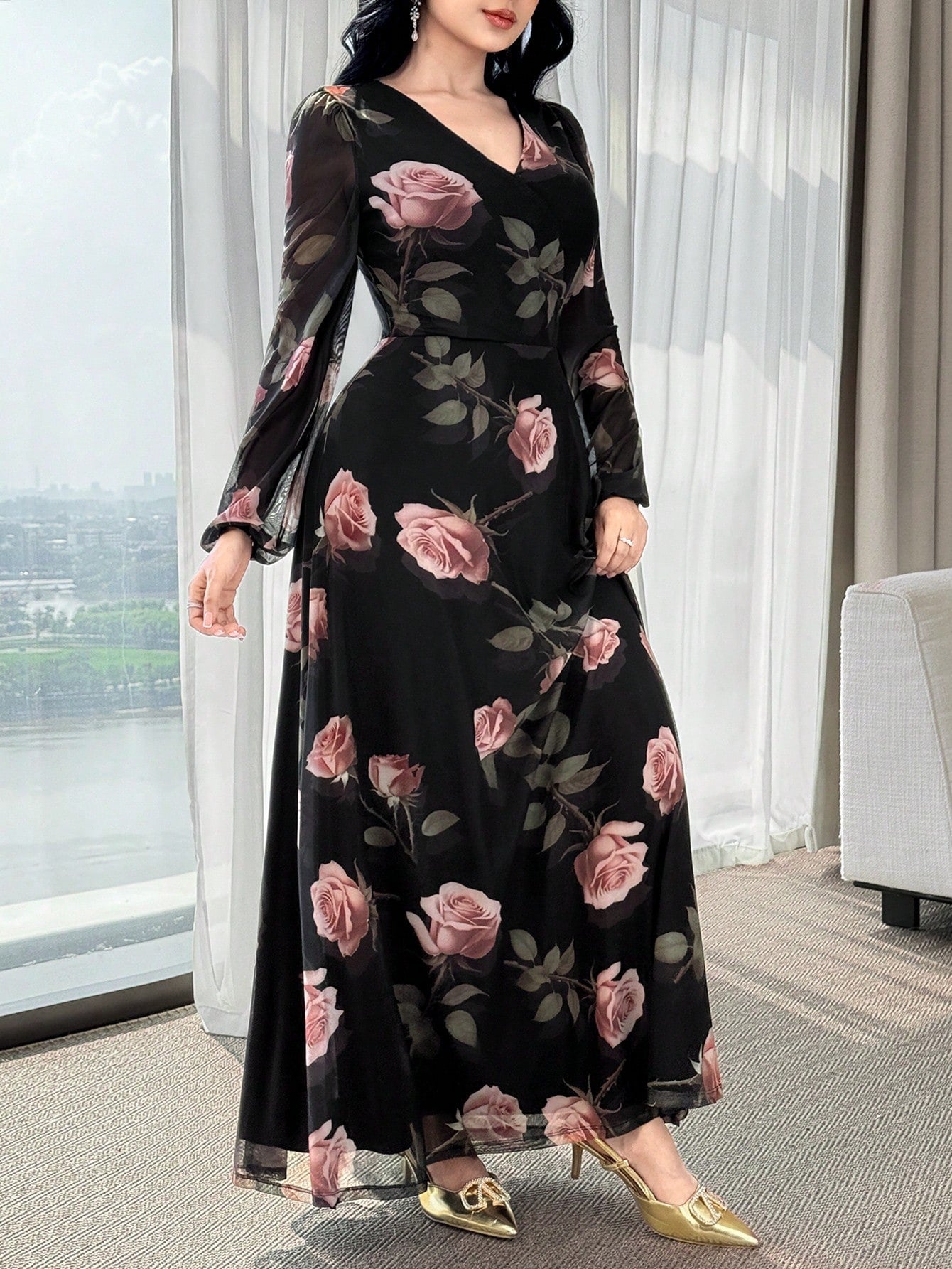 SHEIN Feyla فستان مشدود الخصر أنيق