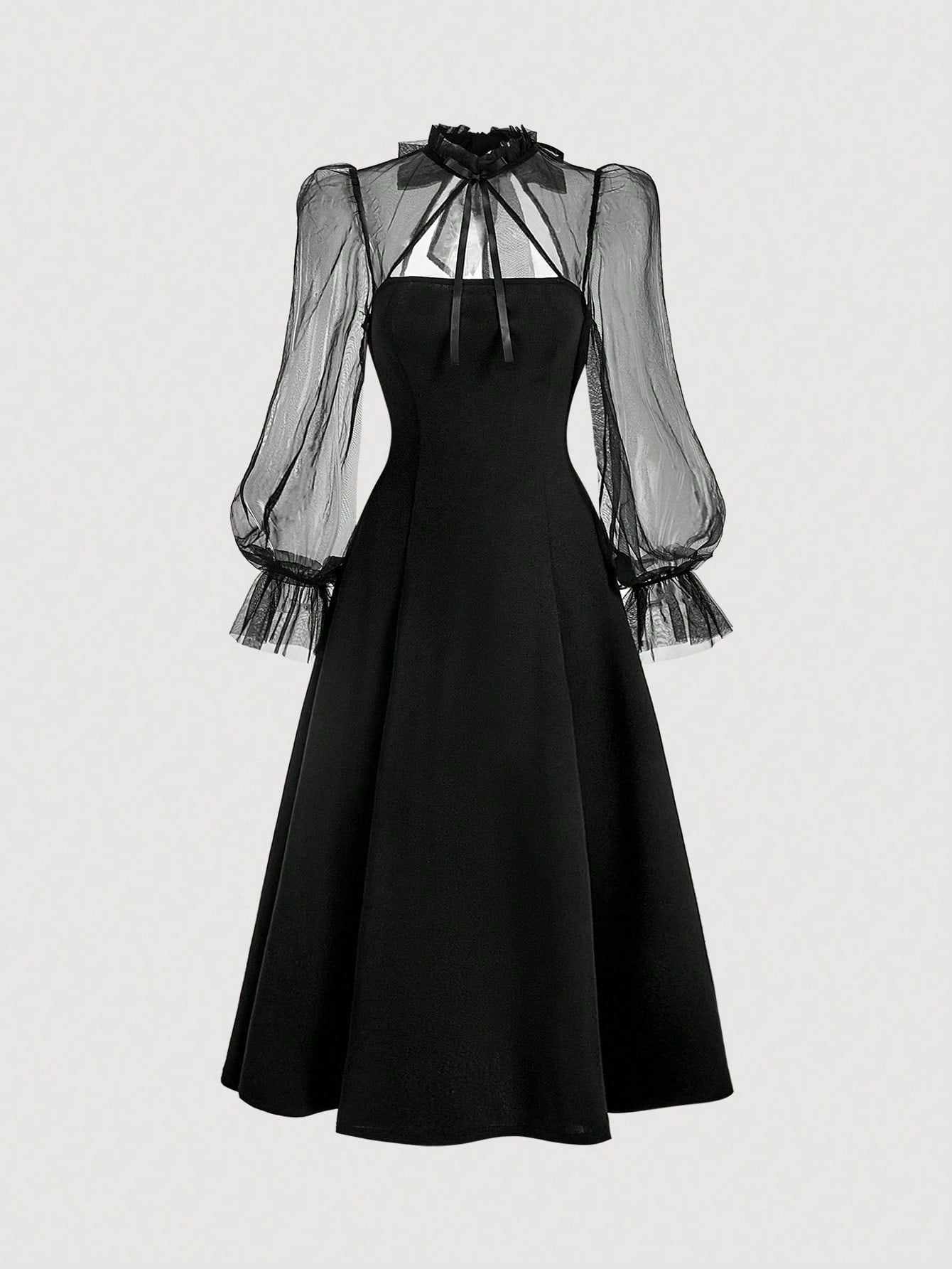 SHEIN MOD فستان طويل الأكمام بياقة عالية وشبك أنيق